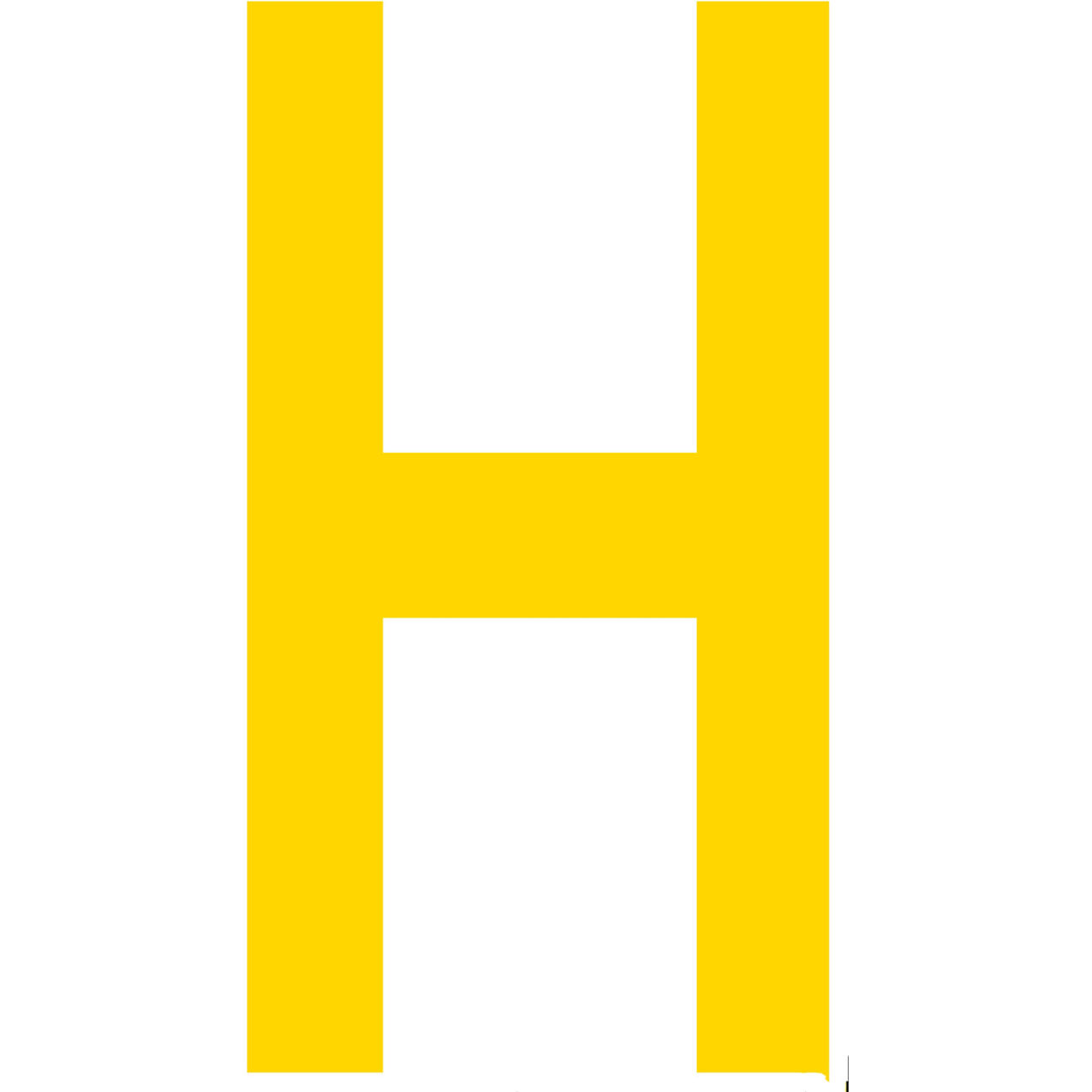 Floor Location Marker, Letter H, 10"W x 4-1/2"L, 20 Mil, Yellow, 10/Pack