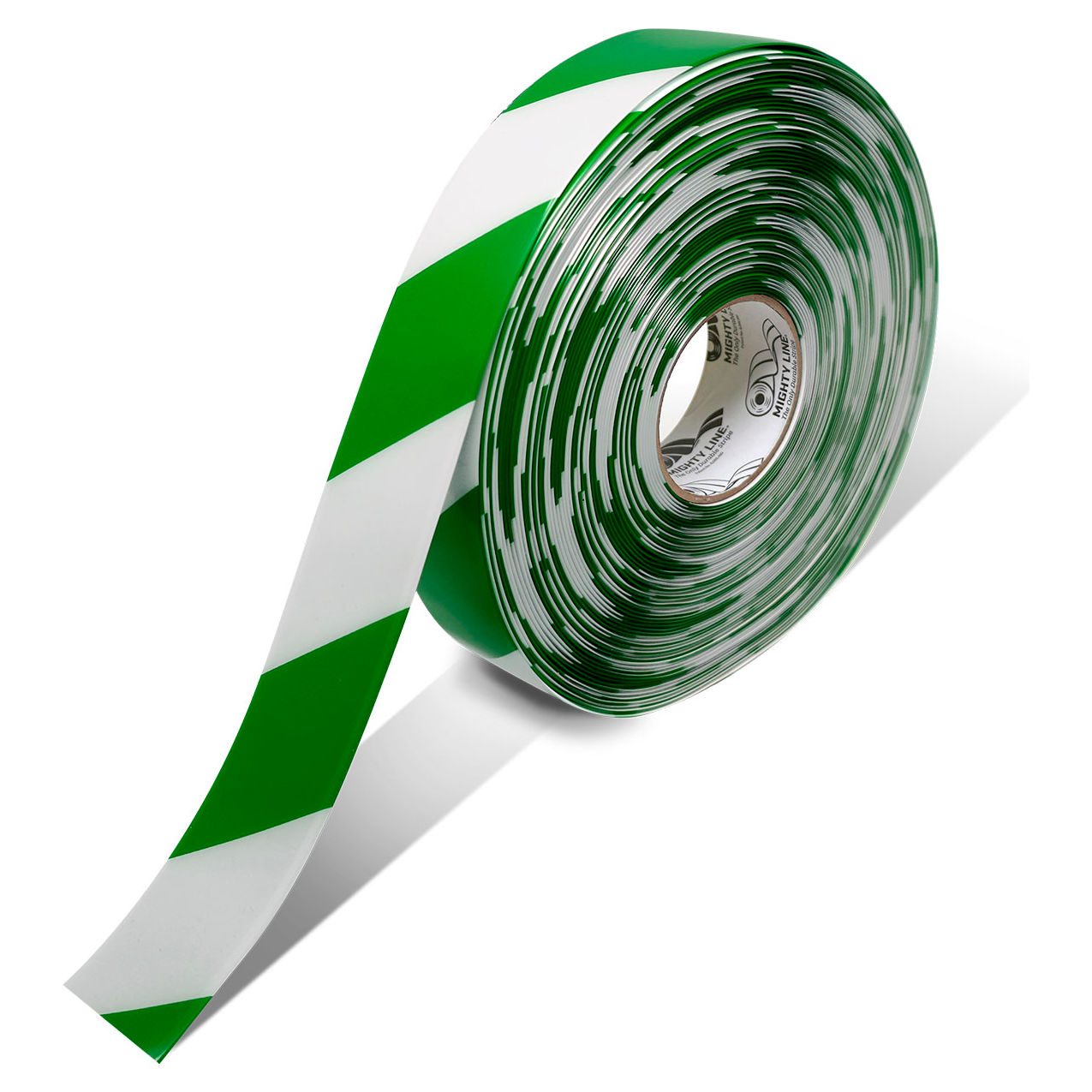 Safety Floor Tape, 2"W x 100'L, 50 Mil, Striped, Green/White