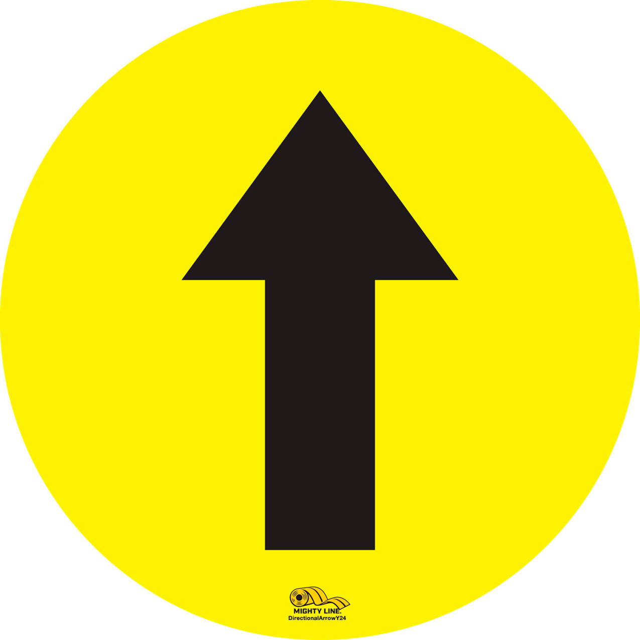 Floor Sign Directional Arrow, 24"W x 24"L, 30 Mil, Circle, Yellow