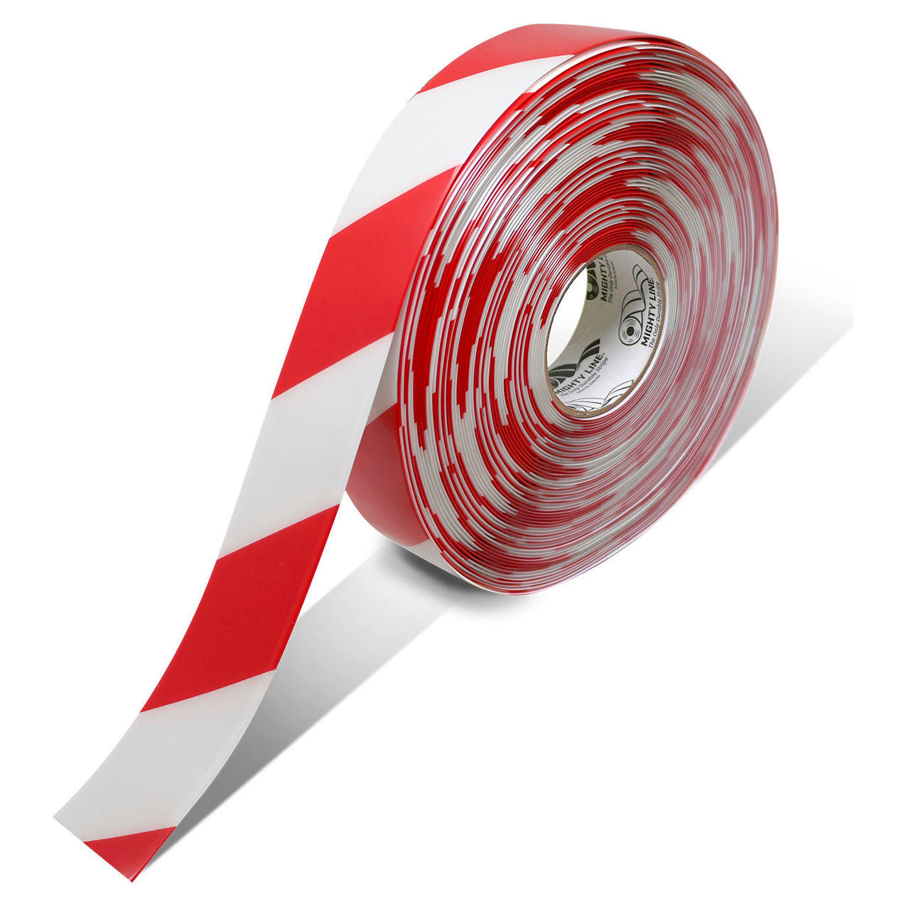 Safety Floor Tape, 2"W x 100'L, 50 Mil, Striped, Red/White