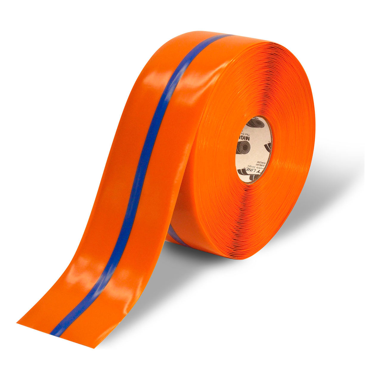 Polyester Safety Floor Tape, 4"W x 100'L, 50 Mil, Blue/Orange