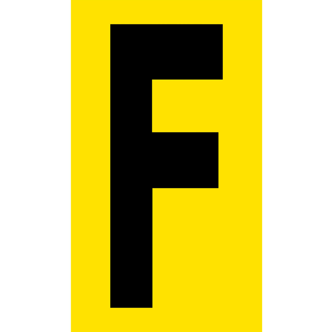 Floor Location Marker, Letter F, 8"W x 4-1/2"L, 30 Mil, Yellow, 10/Pack