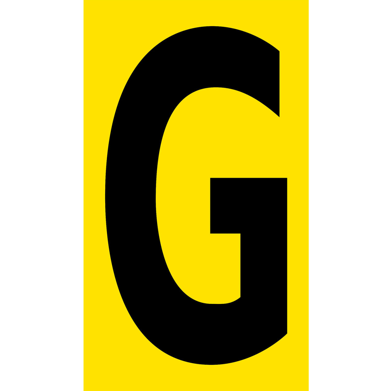 Floor Location Marker, Letter G, 8"W x 4-1/2"L, 30 Mil, Yellow, 10/Pack
