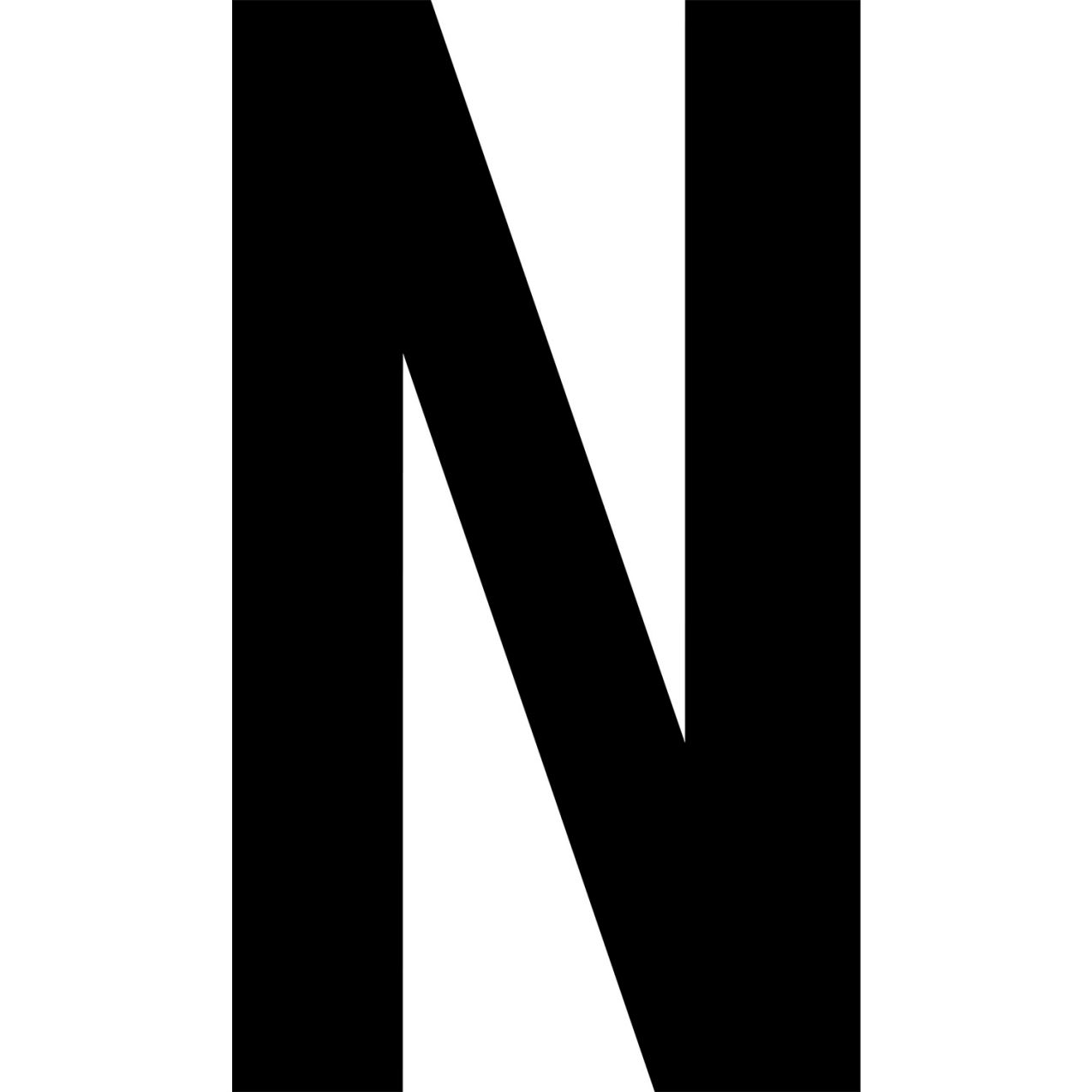 Floor Location Marker, Letter N, 8"W x 4-1/2"L, 30 Mil, White, 10/Pack