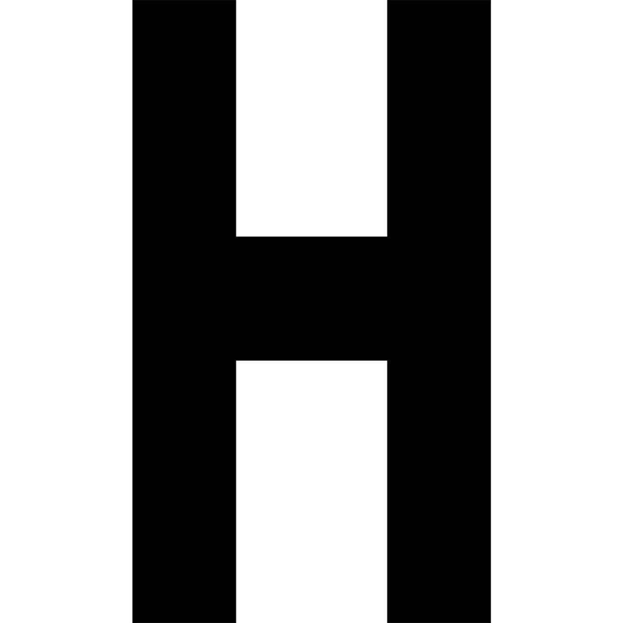 Floor Location Marker, Letter H, 8"W x 4-1/2"L, 30 Mil, White, 10/Pack