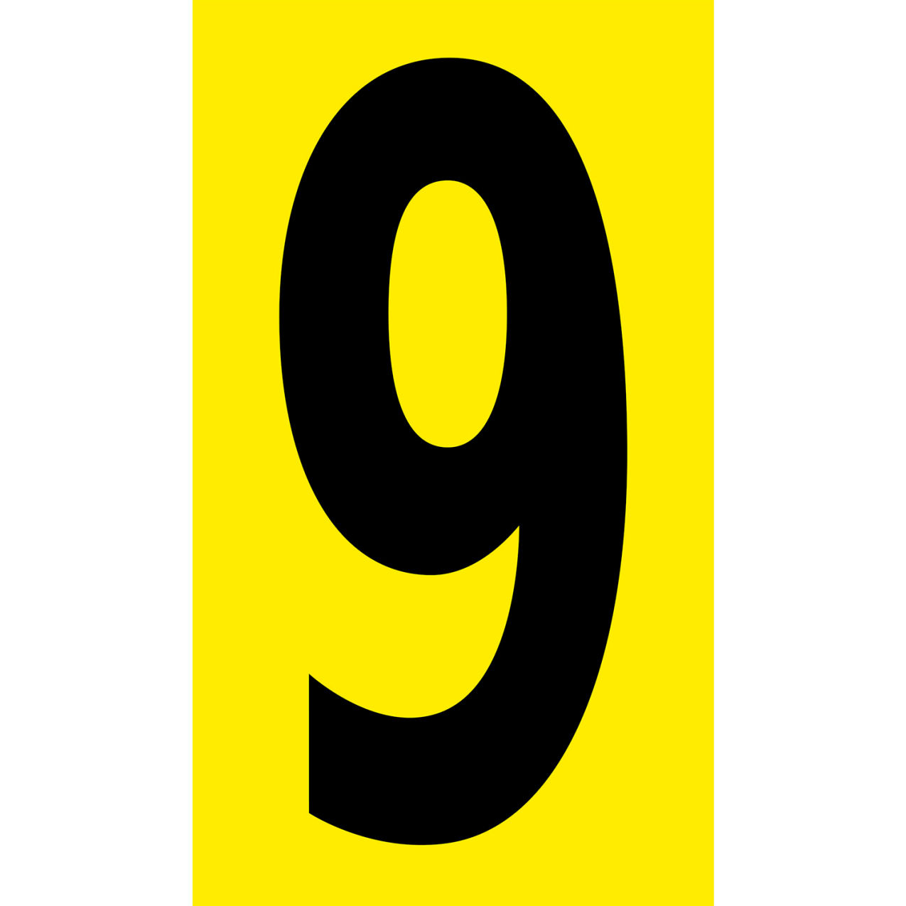 Floor Location Marker, Number 9, 8"W x 4-1/2"L, 30 Mil, Yellow, 10/Pack
