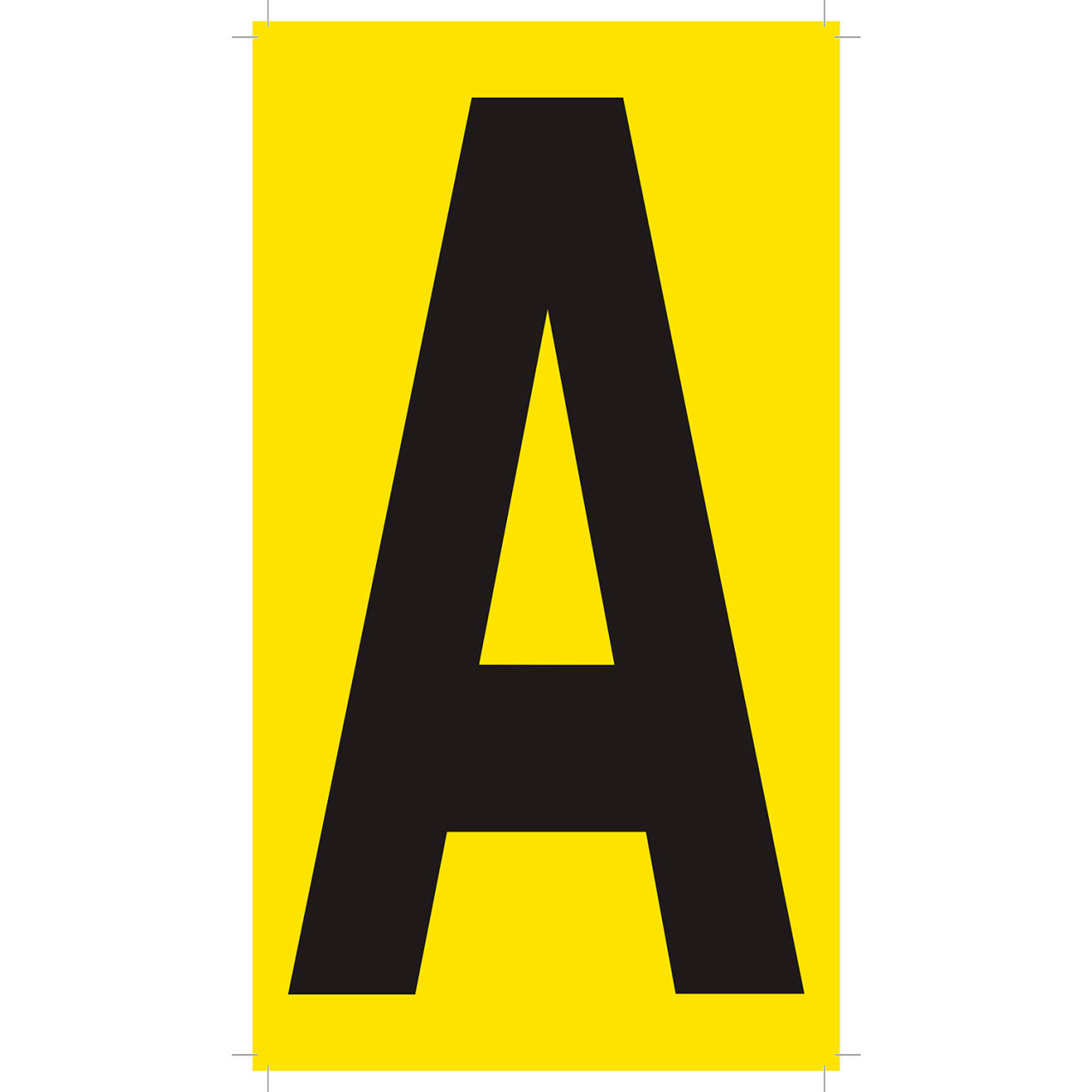 Floor Location Marker, Letter A, 8"W x 4-1/2"L, 30 Mil, Yellow, 10/Pack