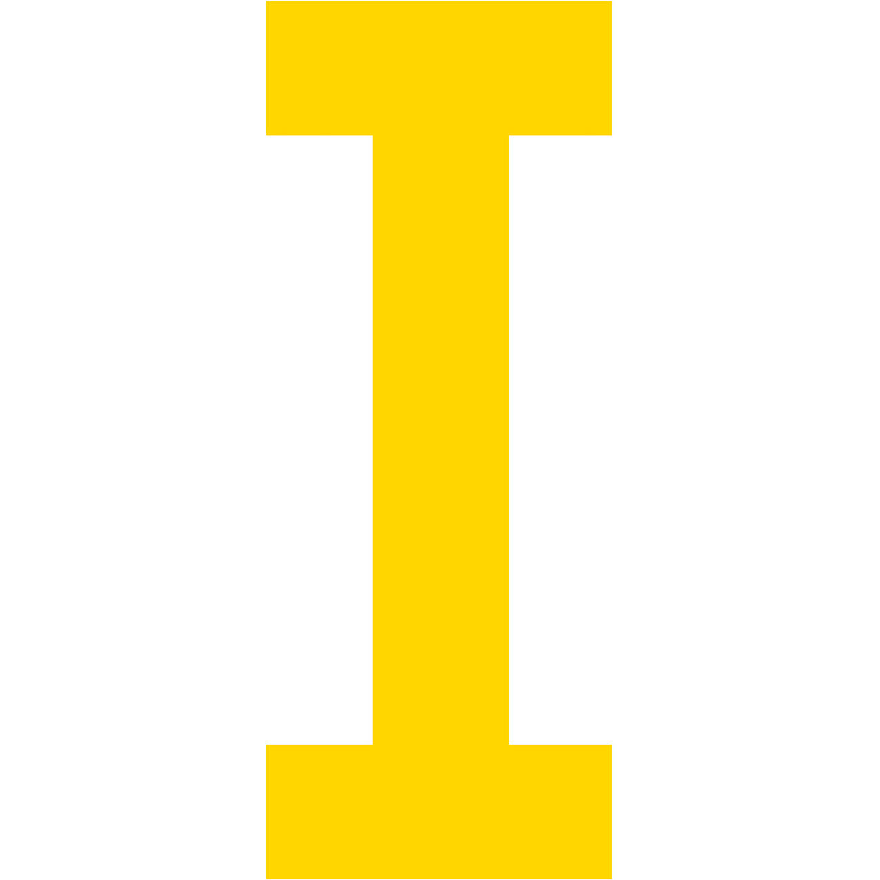 Floor Location Marker, Letter I, 10"W x 4-1/2"L, 20 Mil, Yellow, 10/Pack