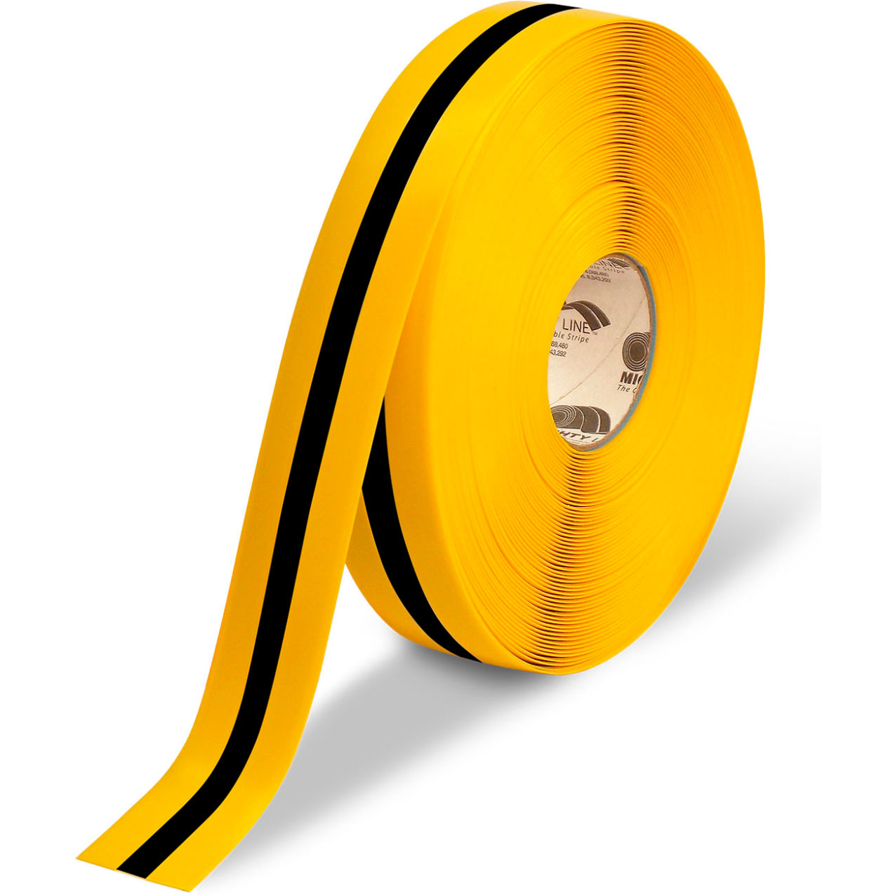 Polyester Center Line Safety Floor Tape, 2"W x 100'L, 50 Mil, Black/Yellow