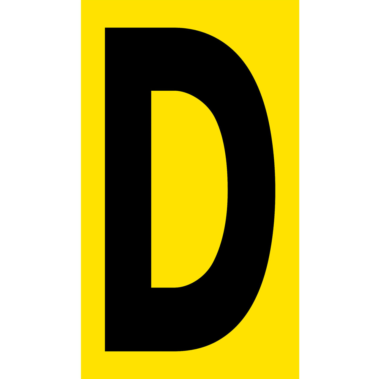 Floor Location Marker, Letter D, 8"W x 4-1/2"L, 30 Mil, Yellow, 10/Pack