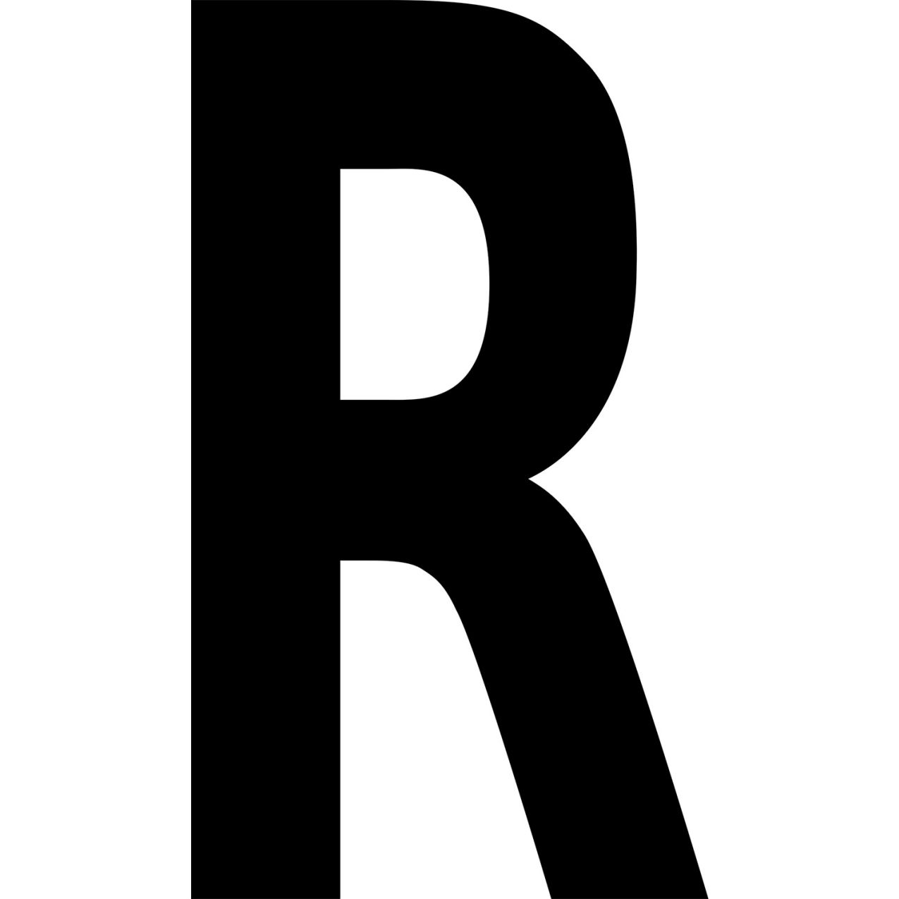 Floor Location Marker, Letter R, 8"W x 4-1/2"L, 30 Mil, White, 10/Pack
