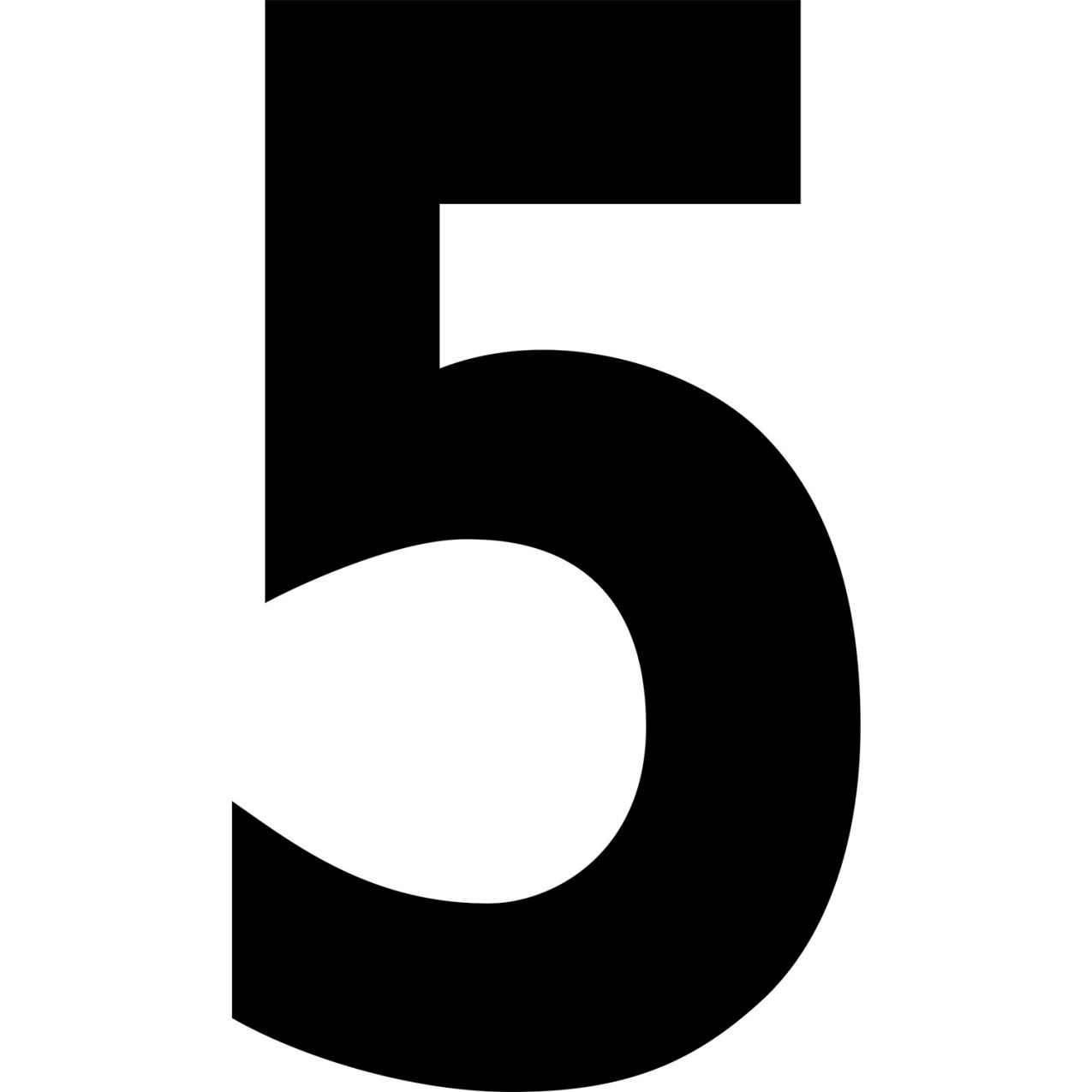 Floor Location Marker, Number 5, 8"W x 4-1/2"L, 30 Mil, White, 10/Pack