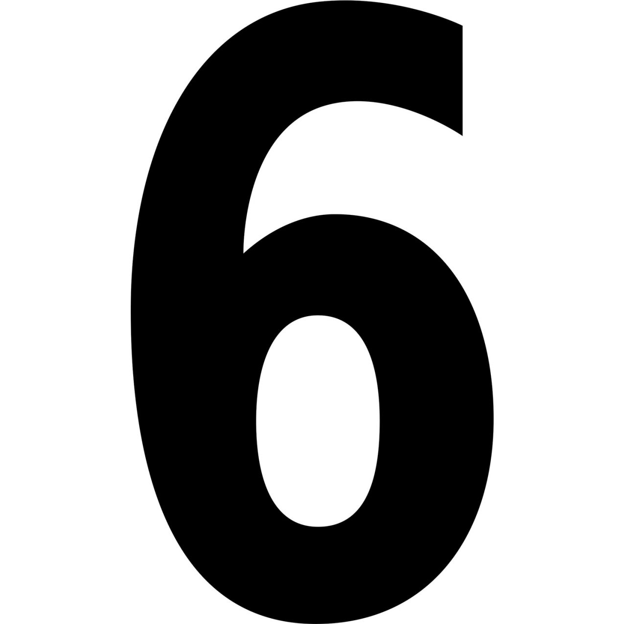 Floor Location Marker, Number 6, 8"W x 4-1/2"L, 30 Mil, White, 10/Pack