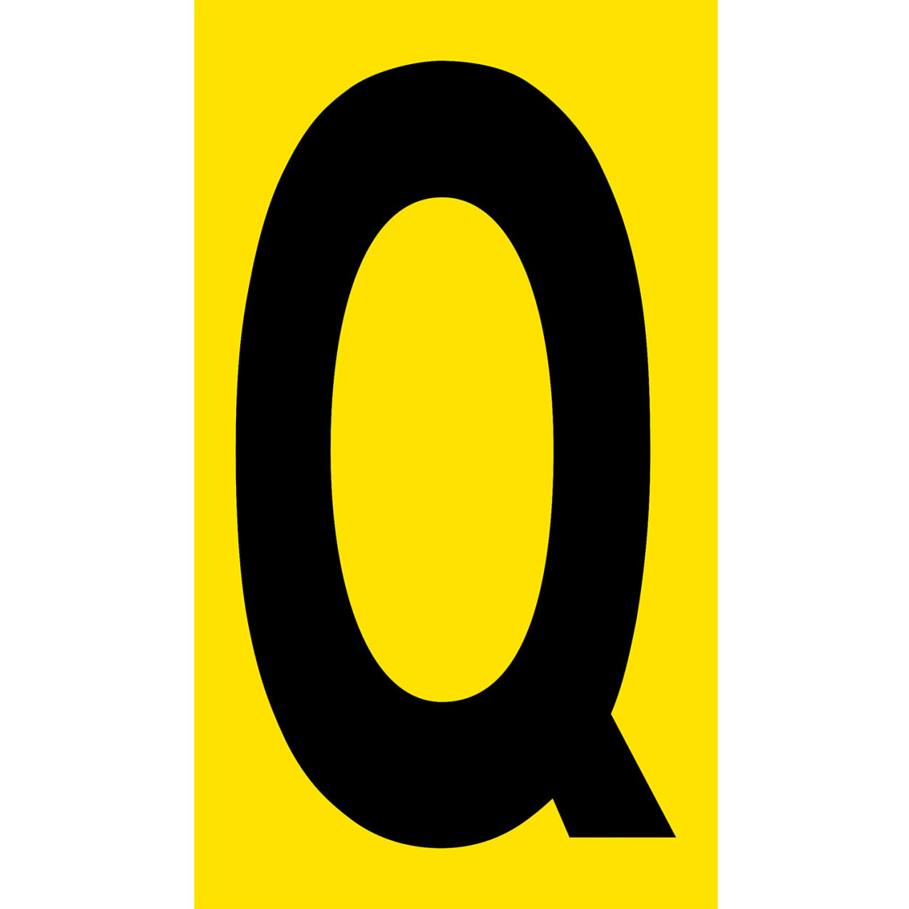 Floor Location Marker, Letter Q, 8"W x 4-1/2"L, 30 Mil, Yellow, 10/Pack
