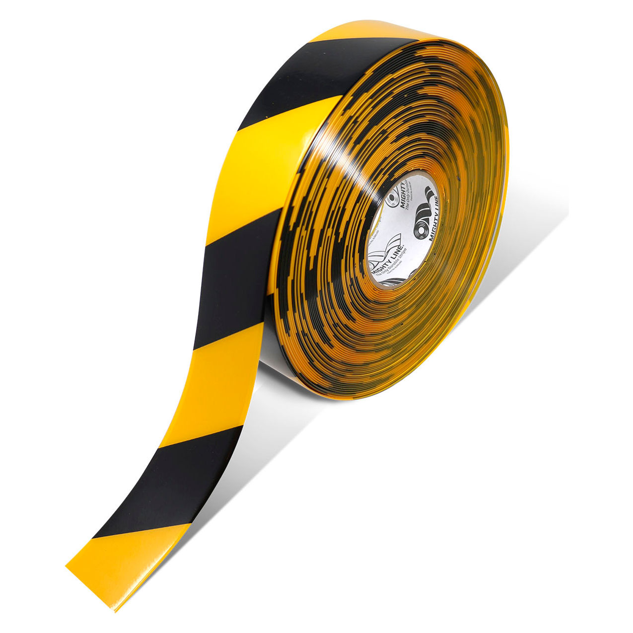 Polyester Safety Floor Tape, 2"W x 100'L, 50 Mil, Black/Yellow