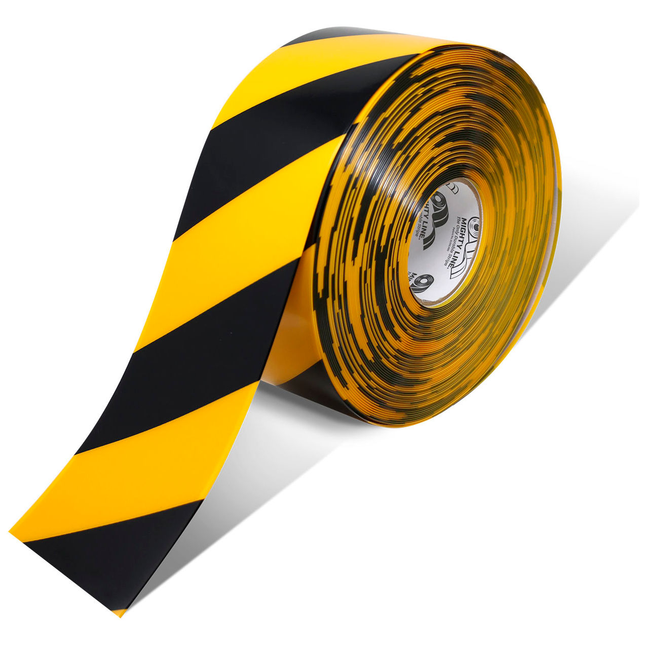 Chevron Safety Floor Tape, 4"W x 100'L, 50 Mil, Striped, Black/Yellow