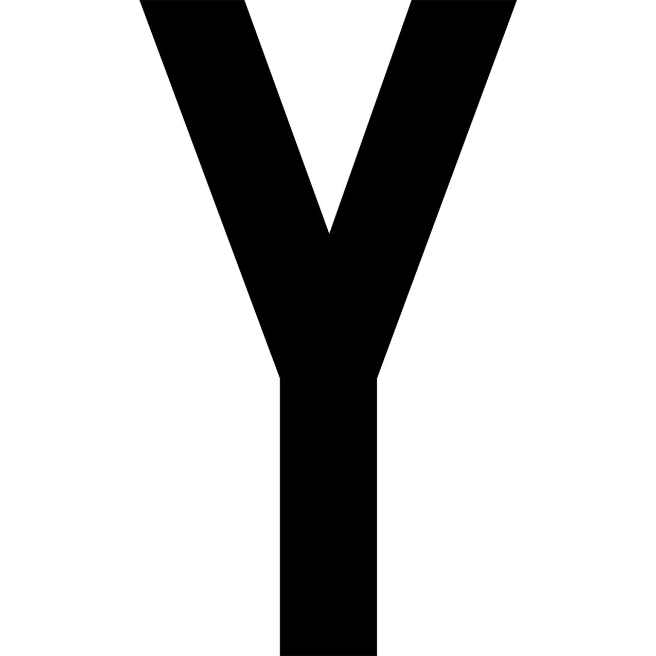 Floor Location Marker, Letter Y, 8"W x 4-1/2"L, 30 Mil, White, 10/Pack