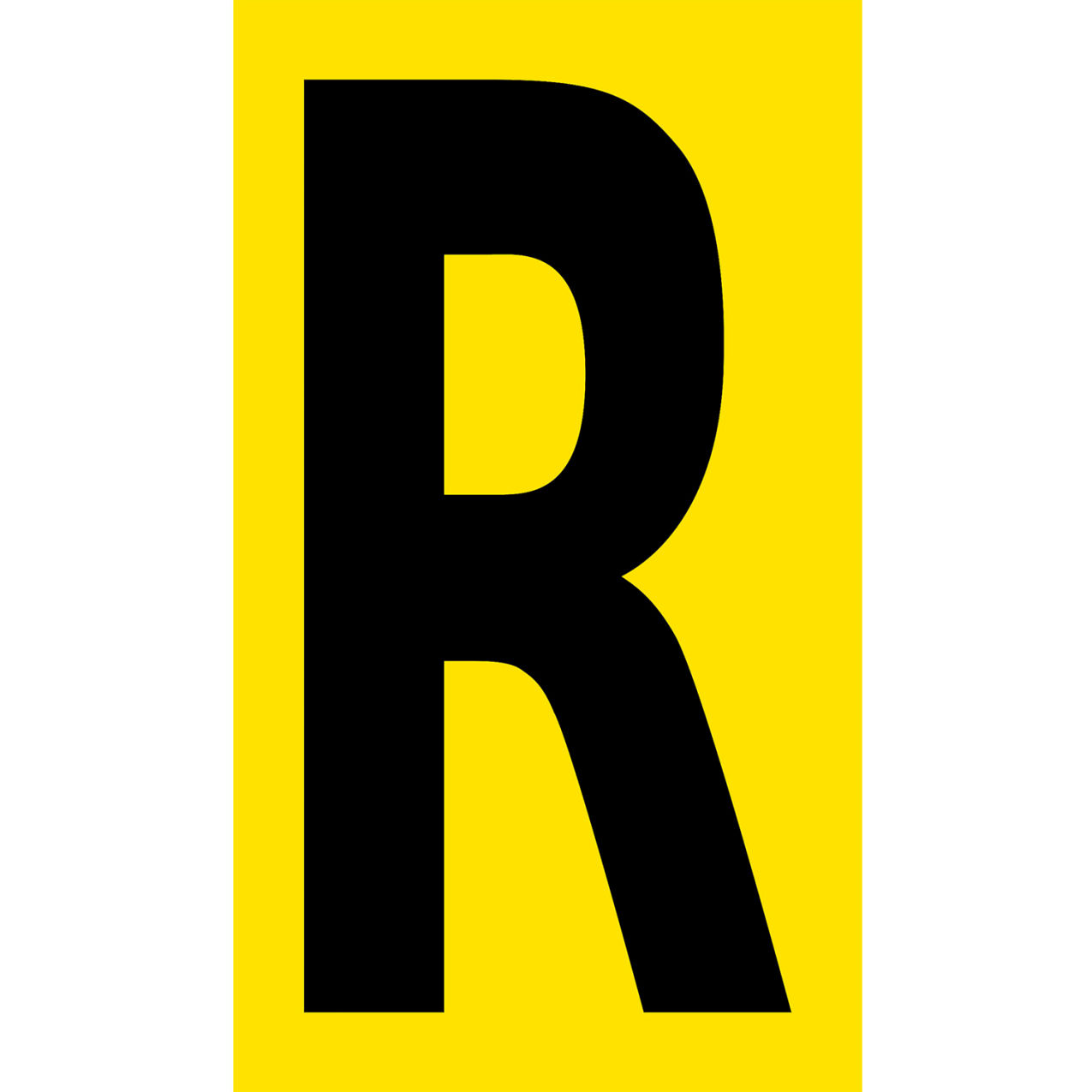 Floor Location Marker, Letter R, 8"W x 4-1/2"L, 30 Mil, Yellow, 10/Pack