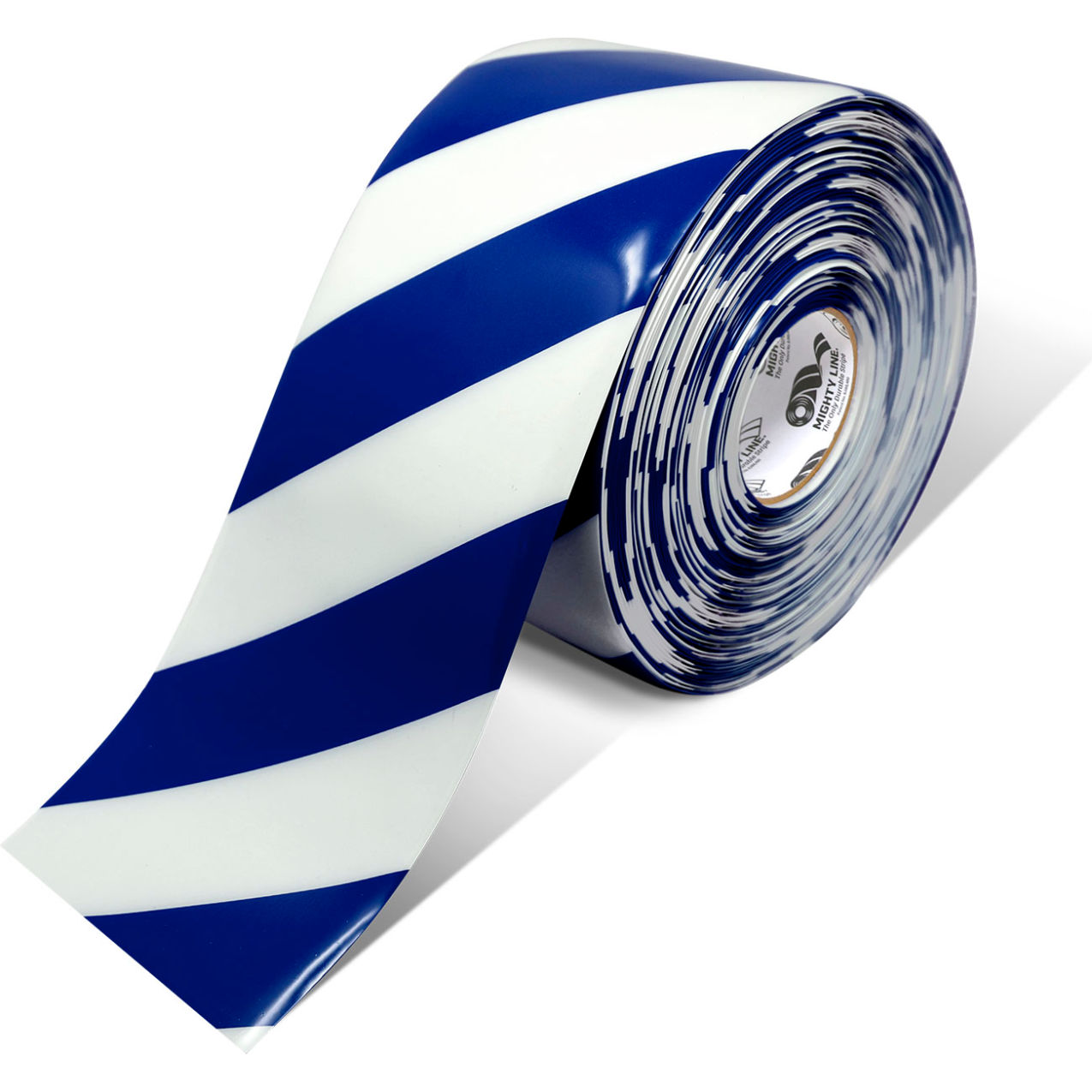 Custom Cut Safety Floor Tape Segments, 6"W x 100'L, 50 Mil, Striped, Blue/White