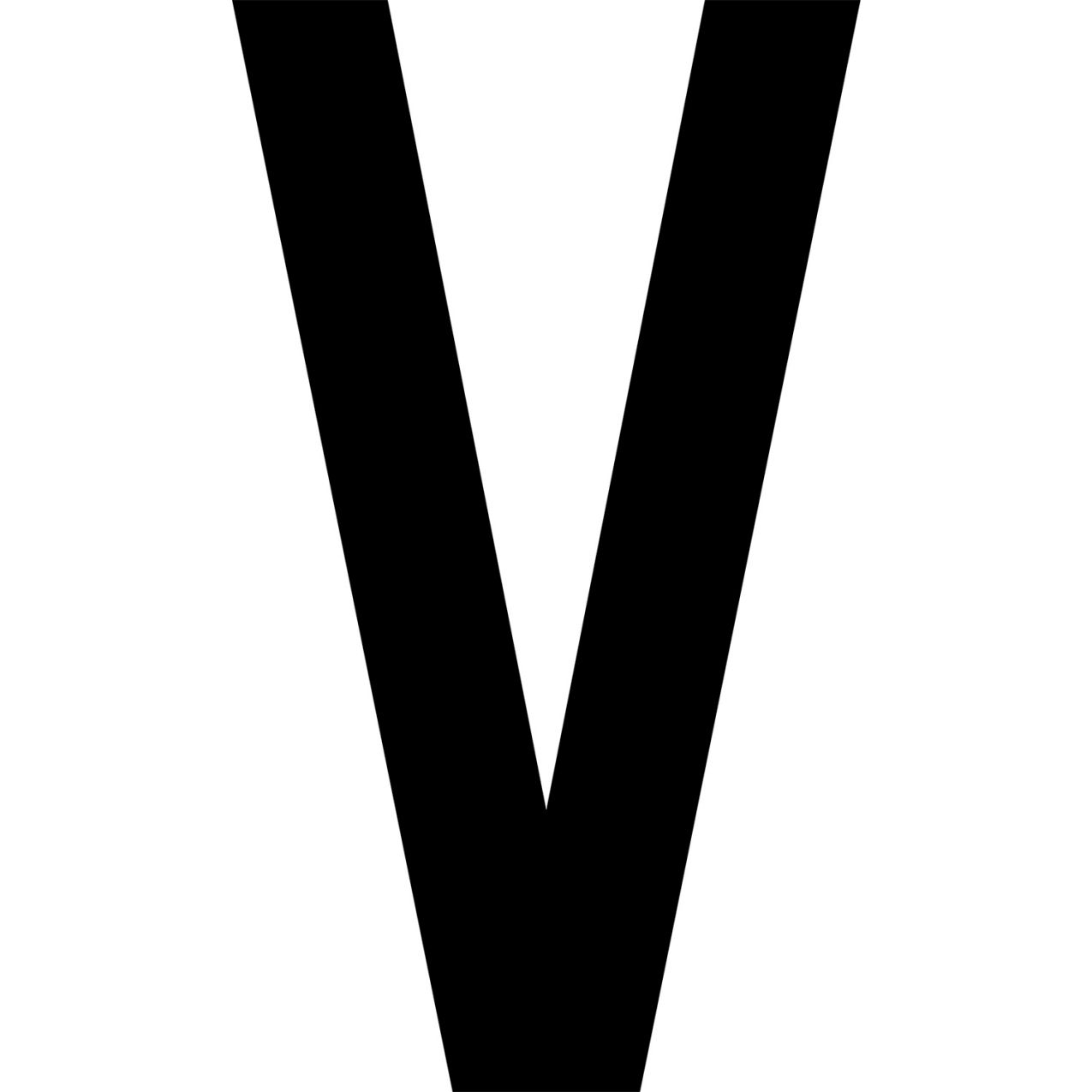 Floor Location Marker, Letter V, 8"W x 4-1/2"L, 30 Mil, White, 10/Pack