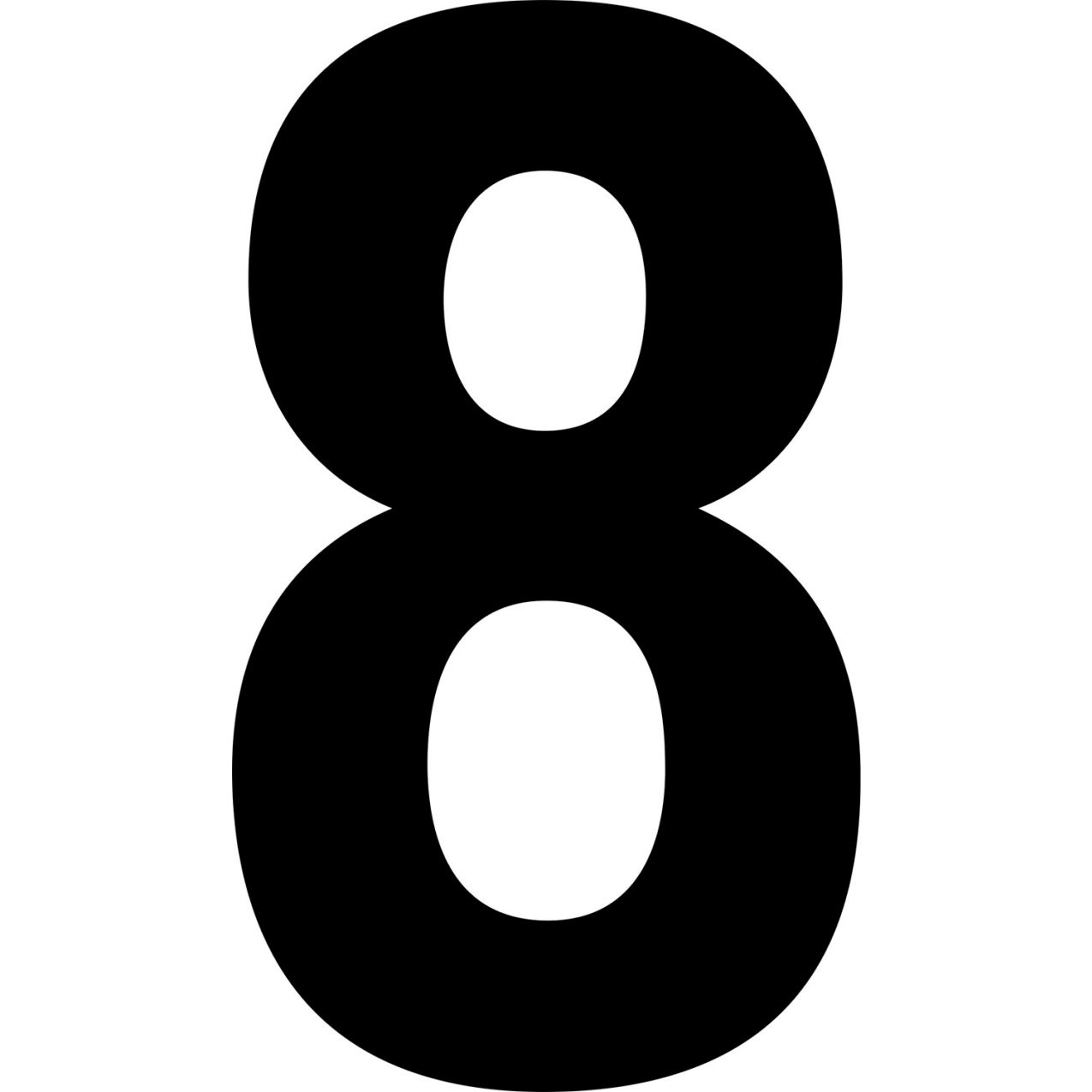Floor Location Marker, Number 8, 8"W x 4-1/2"L, 30 Mil, White, 10/Pack