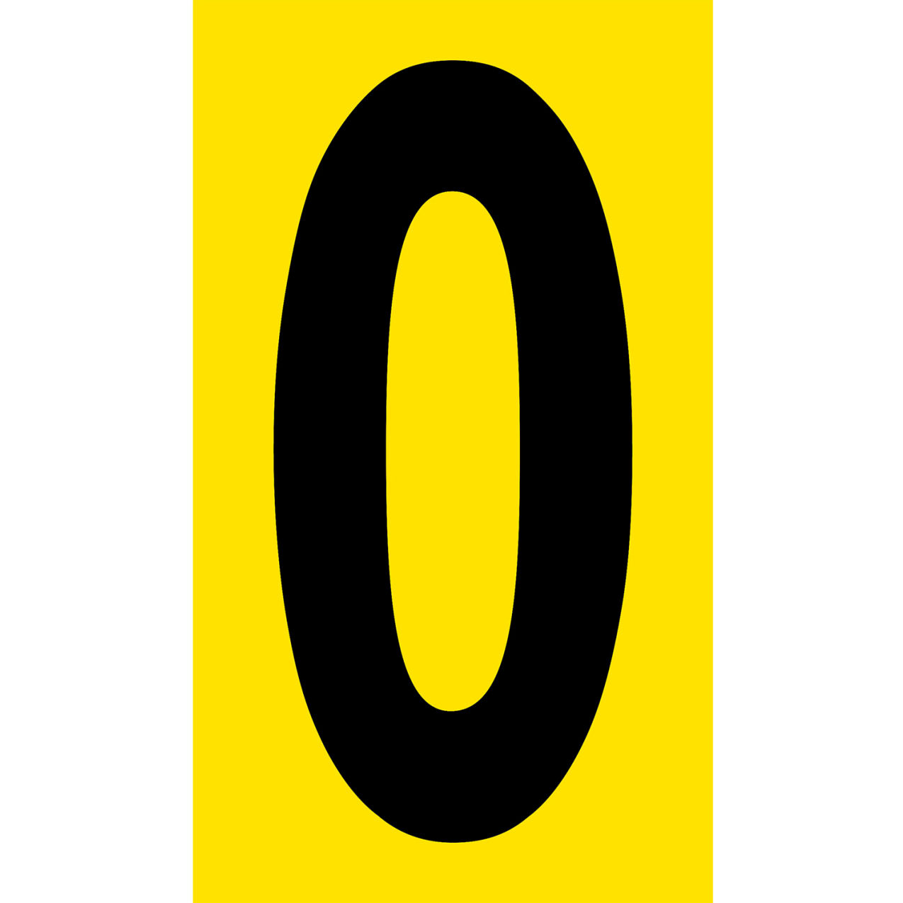 Floor Location Marker, Number 0, 8"W x 4-1/2"L, 30 Mil, Yellow, 10/Pack