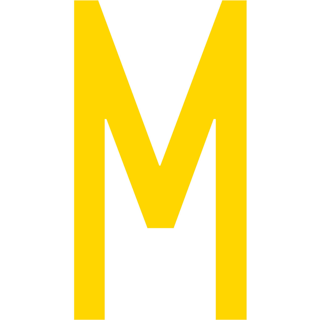 Floor Location Marker, Letter M, 10"W x 4-1/2"L, 20 Mil, Yellow, 10/Pack