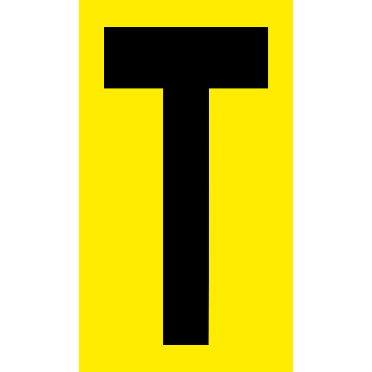 Floor Location Marker, Letter T, 8"W x 4-1/2"L, 30 Mil, Yellow, 10/Pack