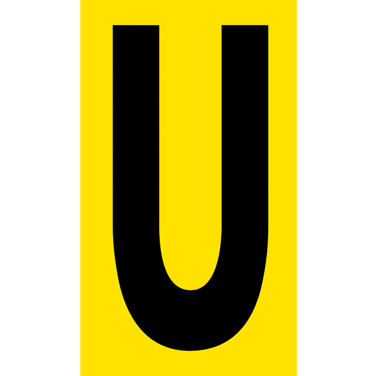 Floor Location Marker, Letter U, 8"W x 4-1/2"L, 30 Mil, Yellow, 10/Pack