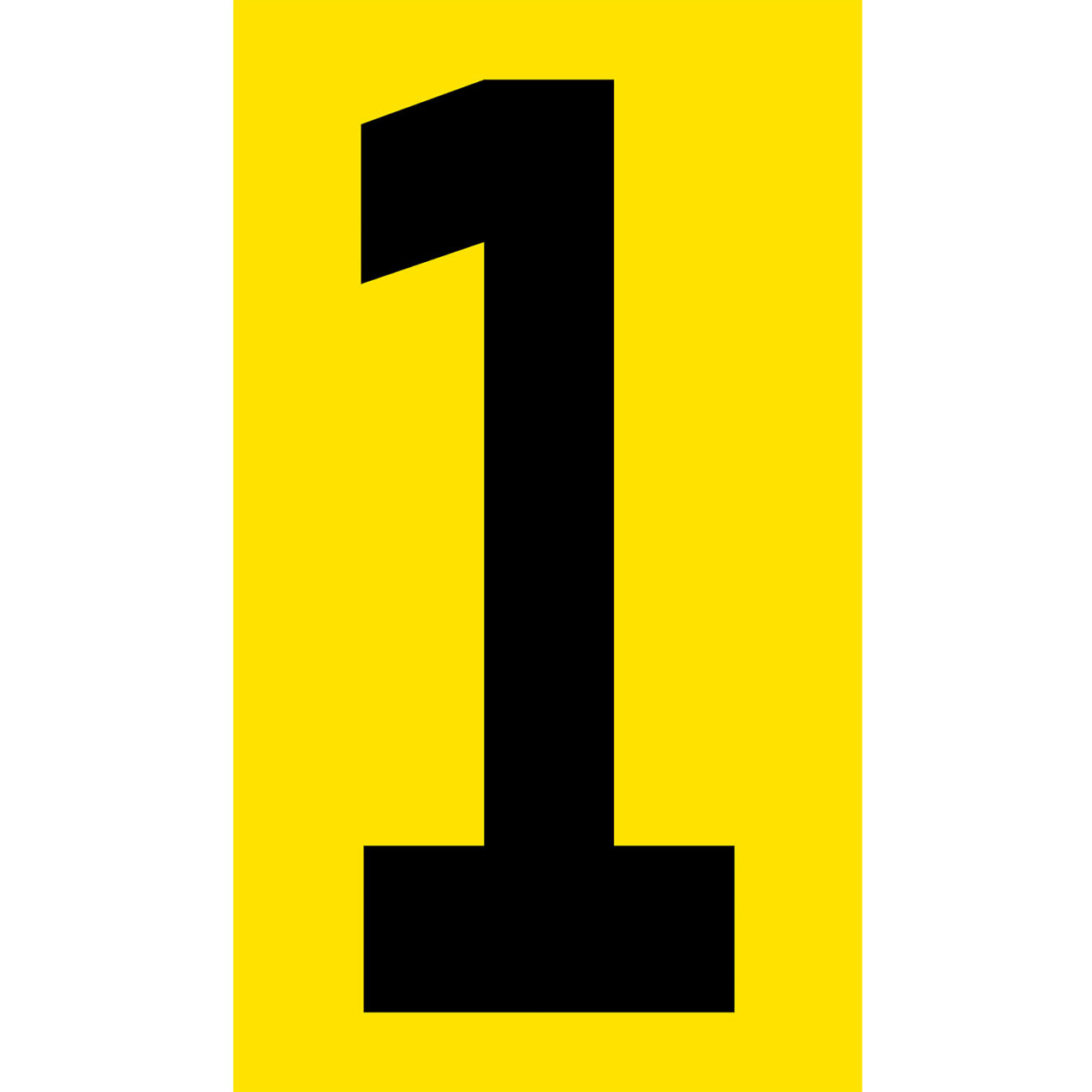 Floor Location Marker, Number 1, 8"W x 4-1/2"L, 30 Mil, Yellow, 10/Pack