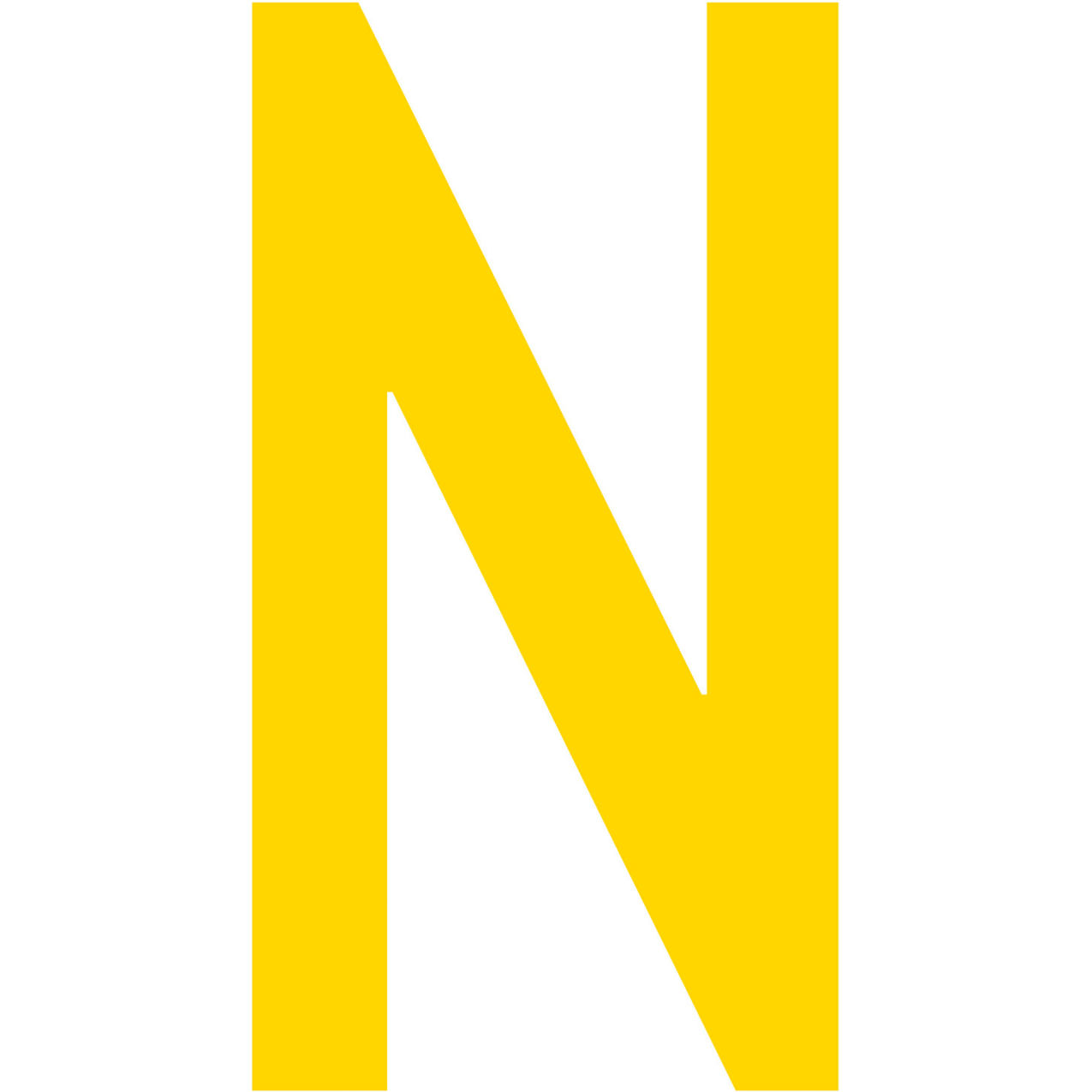 Floor Location Marker, Letter N, 10"W x 4-1/2"L, 20 Mil, Yellow, 10/Pack