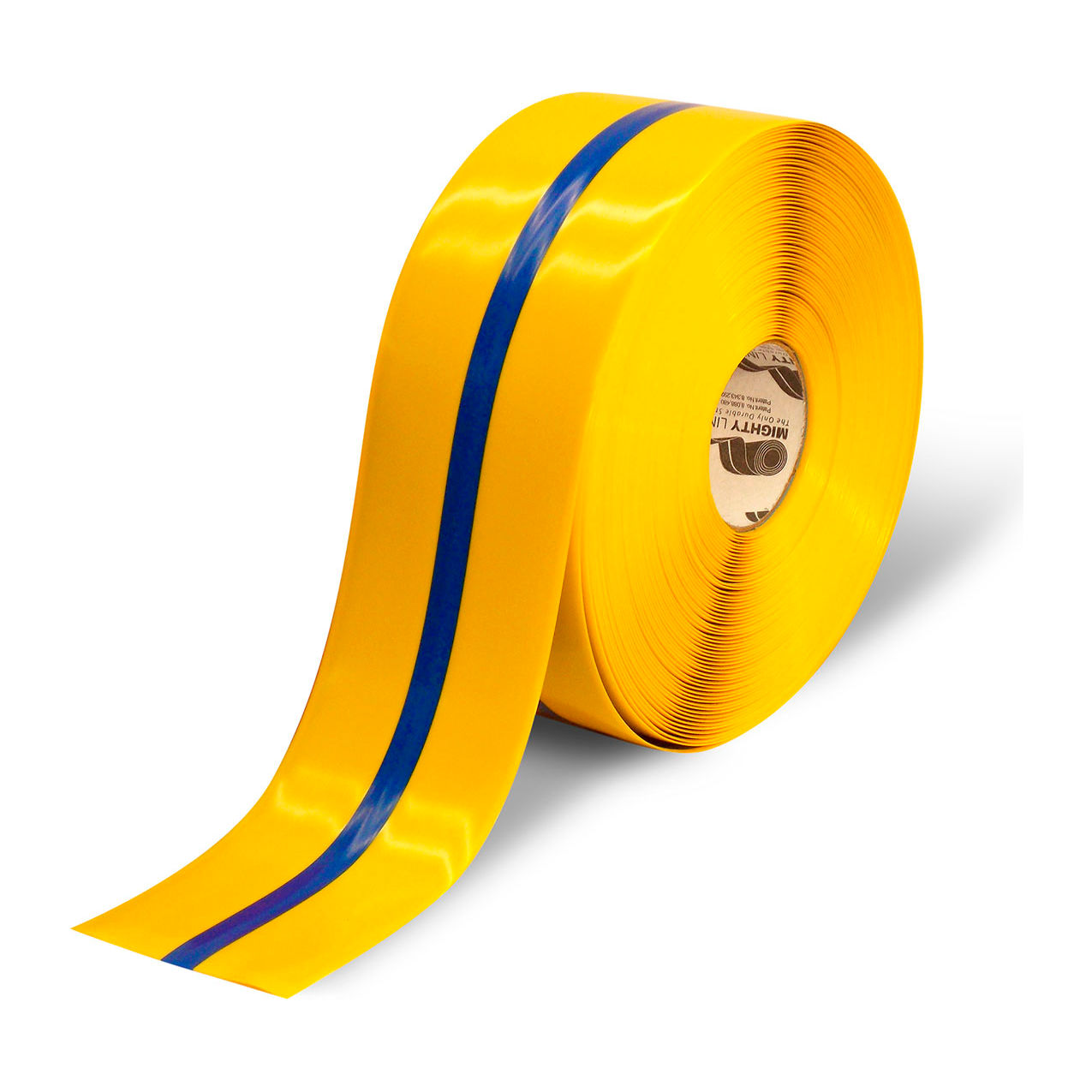Center Line Safety Floor Tape, 4"W x 100'L, 50 Mil, Striped, Blue/Yellow