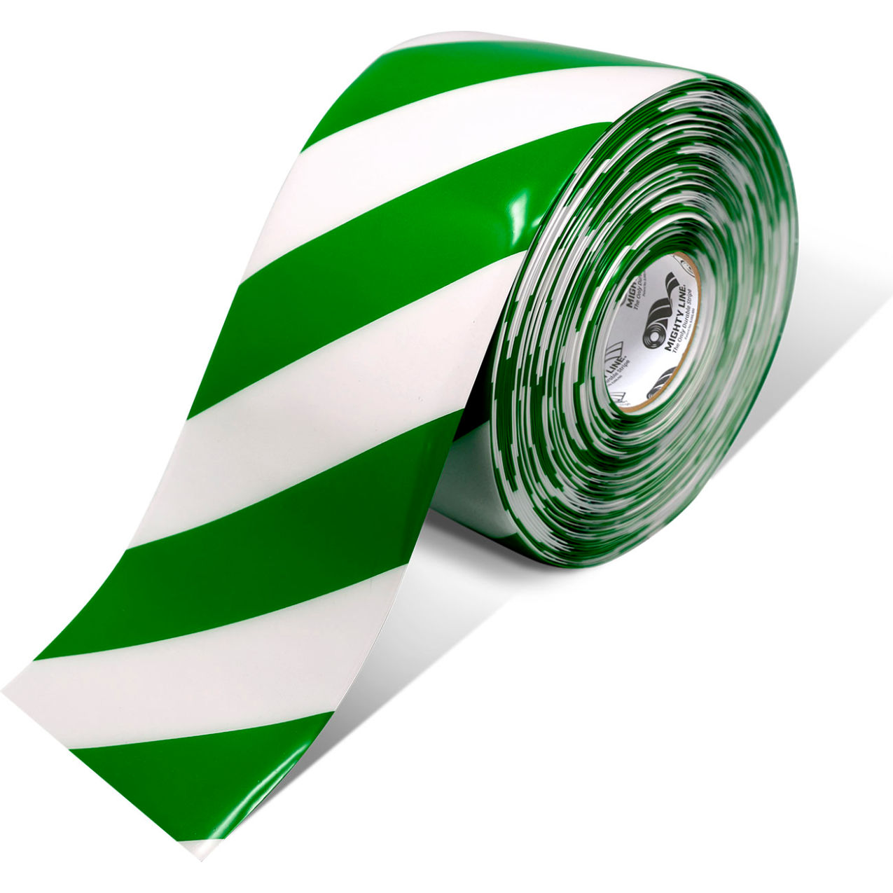 Custom Cut Safety Floor Tape Segments, 6"W x 100'L, 50 Mil, Striped, Green/White