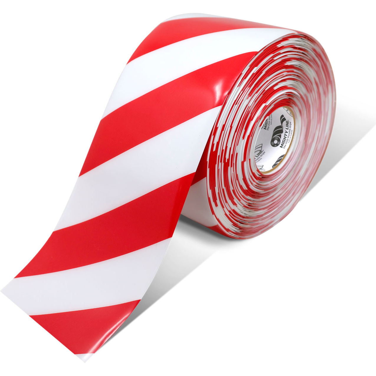 Chevron Safety Floor Tape, 6"W x 100'L, 50 Mil, Striped, Red/White