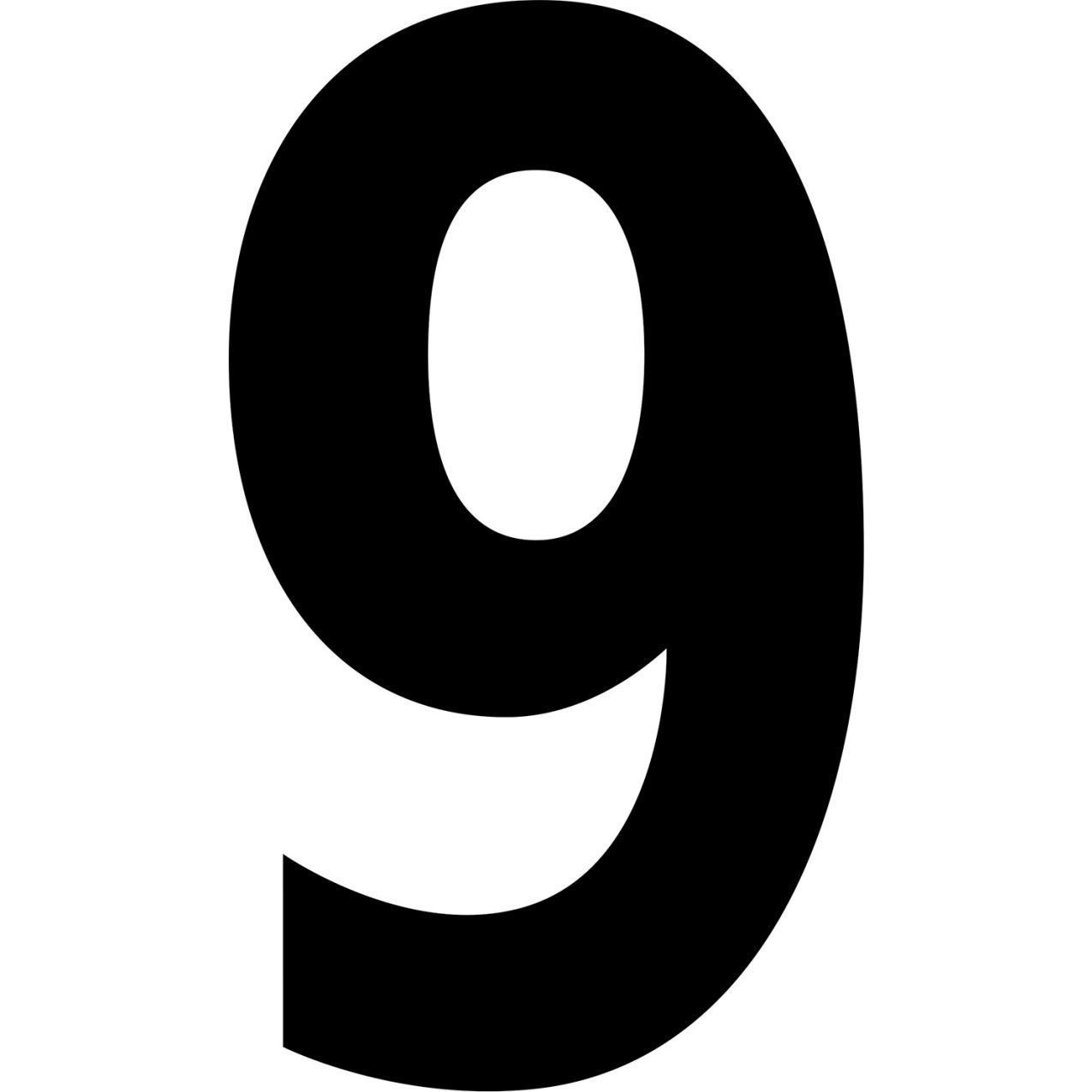 Floor Location Marker, Number 9, 8"W x 4-1/2"L, 30 Mil, White, 10/Pack