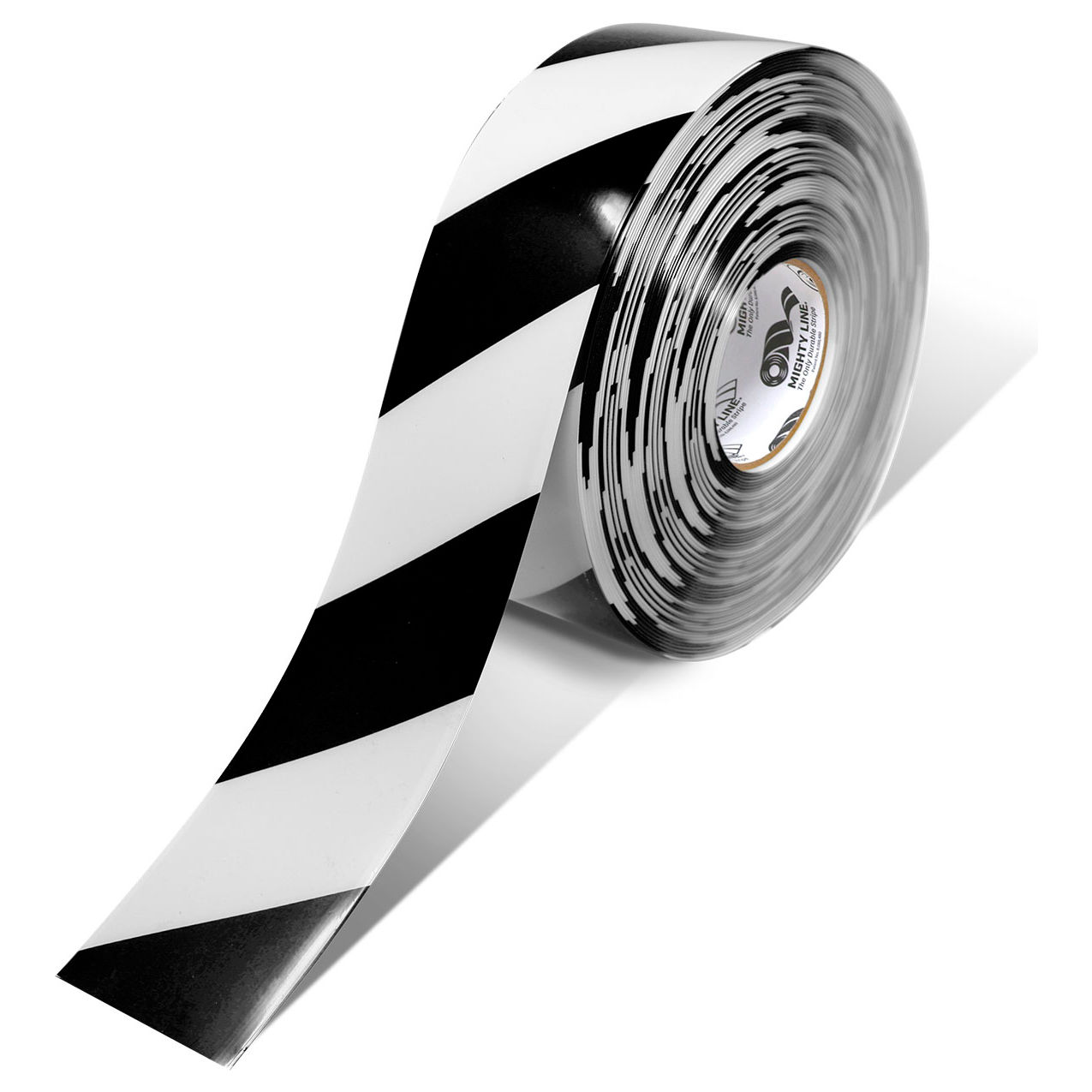 Polyester Safety Floor Tape, 3"W x 100'L, 50 Mil, Striped, Black/White