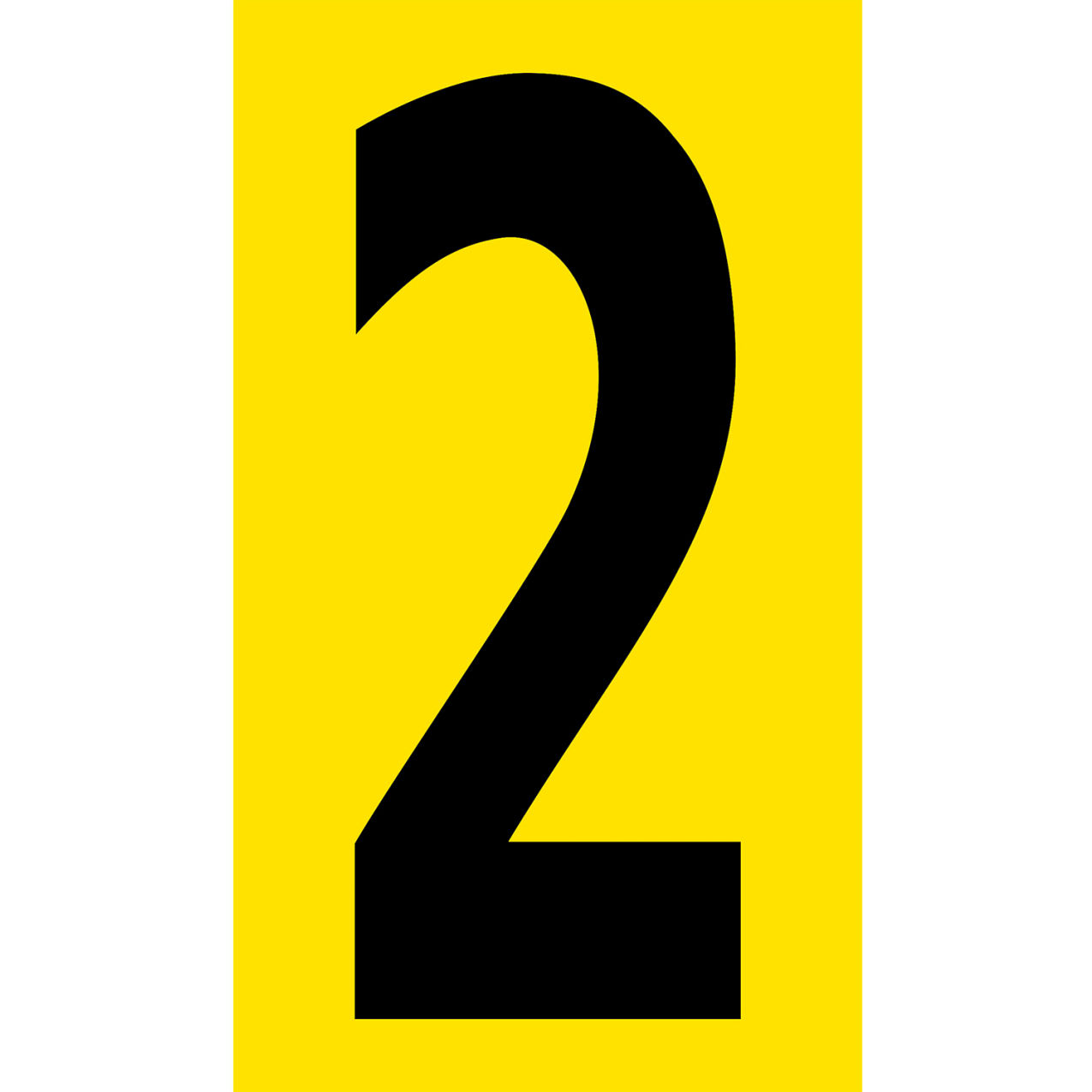 Floor Location Marker, Number 2, 8"W x 4-1/2"L, 30 Mil, Yellow, 10/Pack
