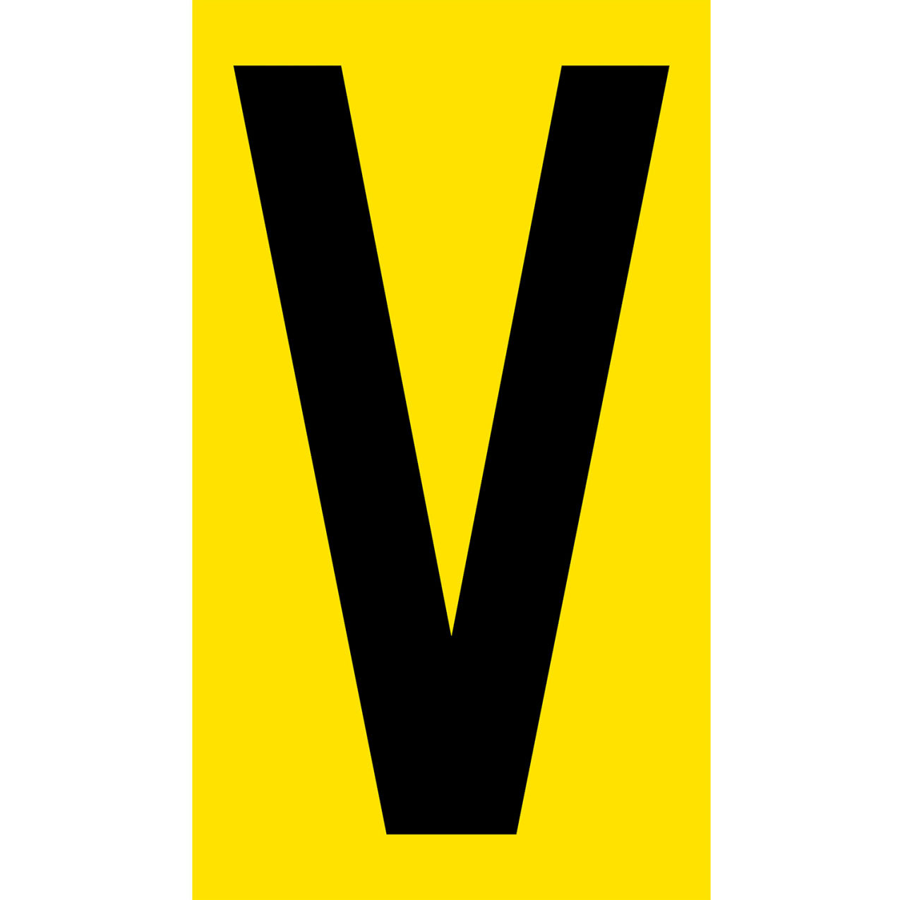 Floor Location Marker, Letter V, 8"W x 4-1/2"L, 30 Mil, Yellow, 10/Pack