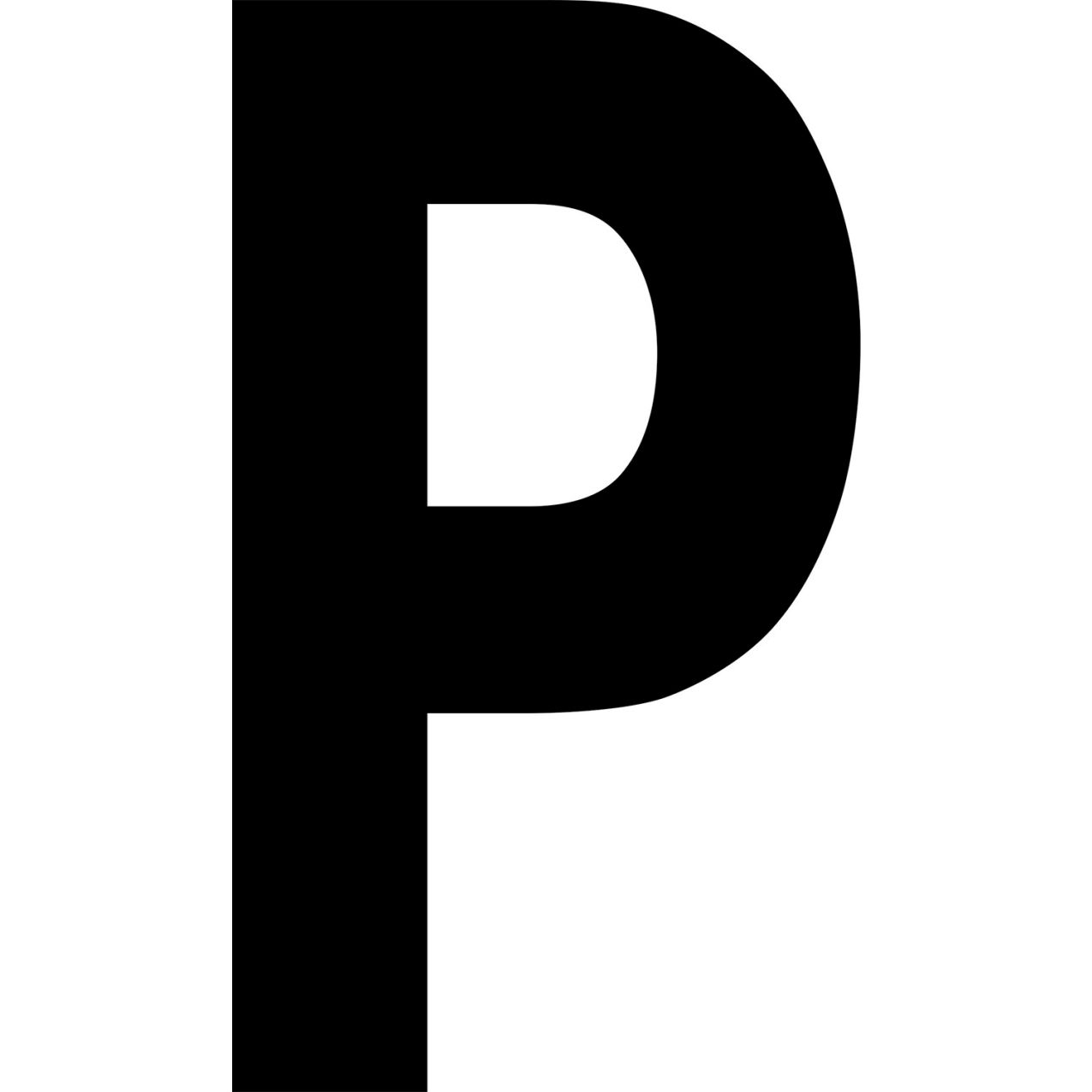 Floor Location Marker, Letter P, 8"W x 4-1/2"L, 30 Mil, White, 10/Pack