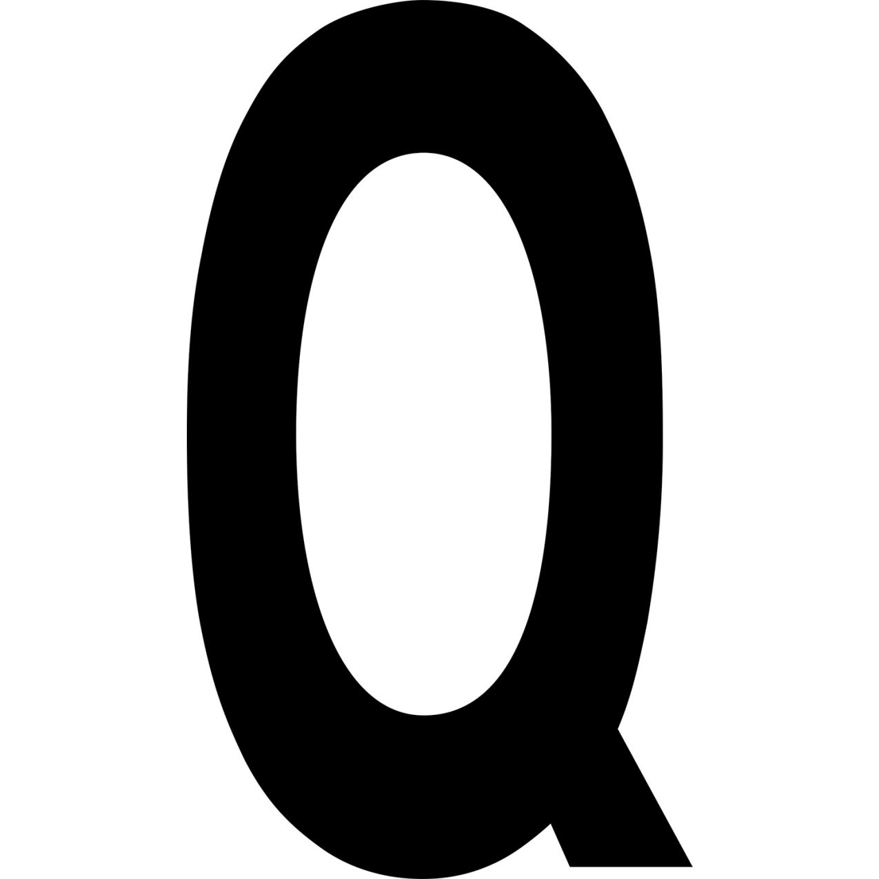Floor Location Marker, Letter Q, 8"W x 4-1/2"L, 30 Mil, White, 10/Pack