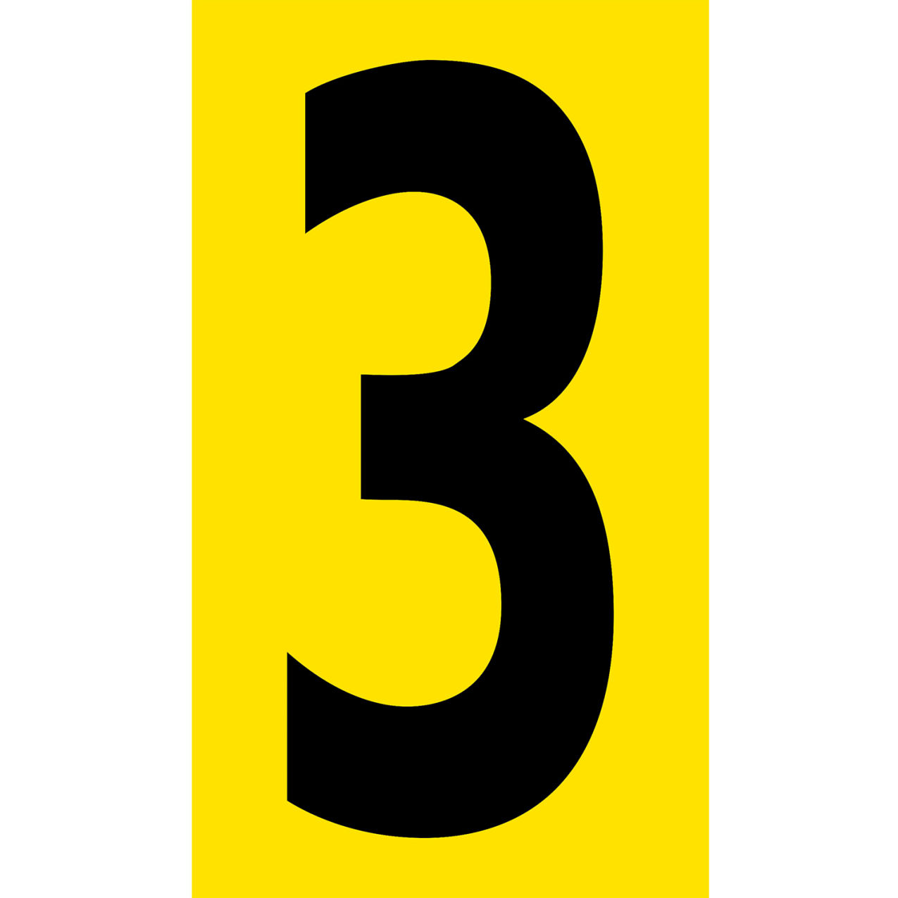 Floor Location Marker, Number 3, 8"W x 4-1/2"L, 30 Mil, Yellow, 10/Pack