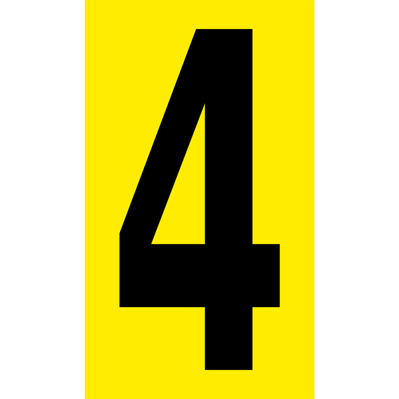 Floor Location Marker, Number 4, 8"W x 4-1/2"L, 30 Mil, Yellow, 10/Pack