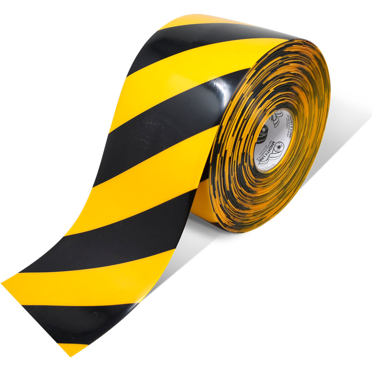Chevron Safety Floor Tape, 6"W x 1200"L, 50 Mil, Striped, Black/Yellow