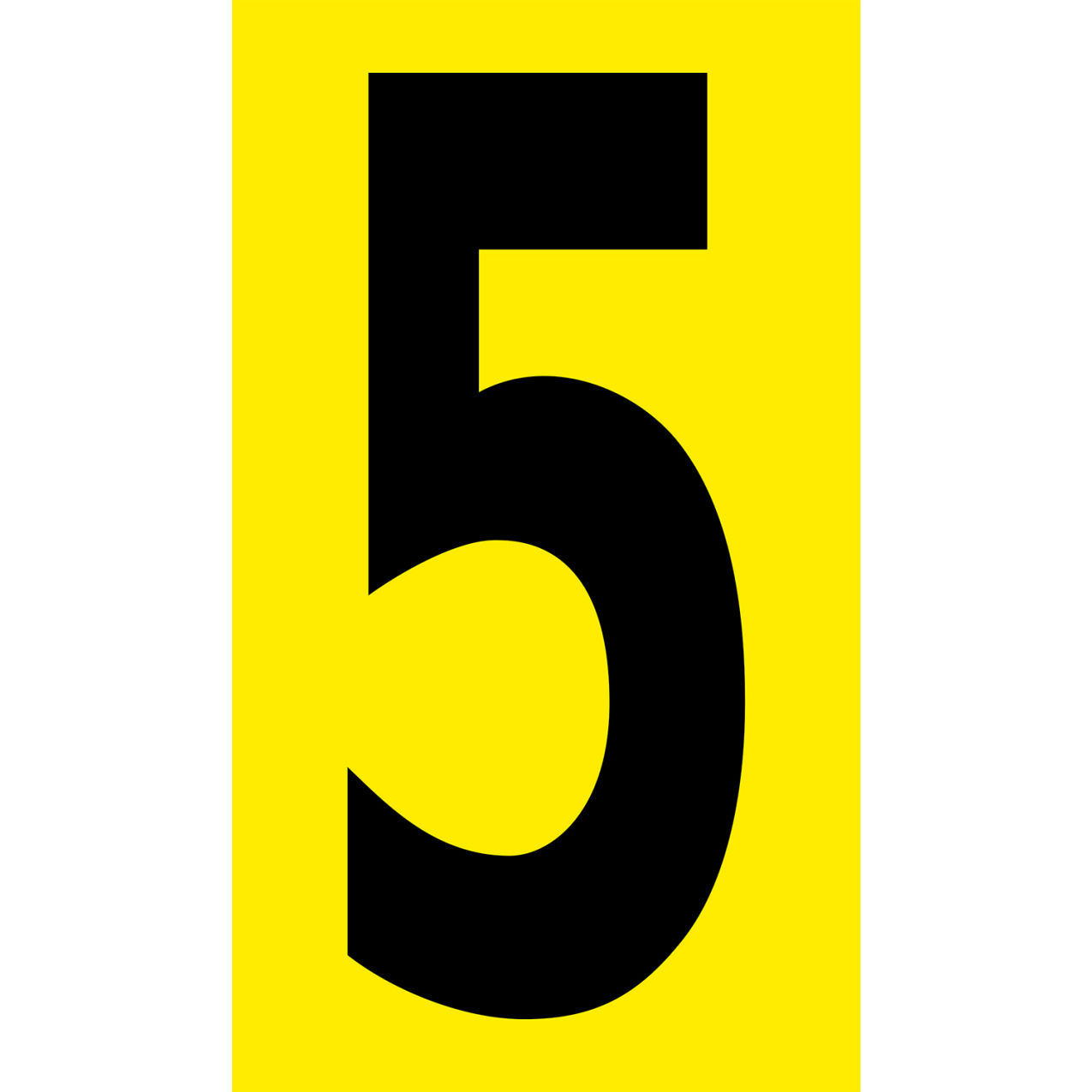 Floor Location Marker, Number 5, 8"W x 4-1/2"L, 30 Mil, Yellow, 10/Pack