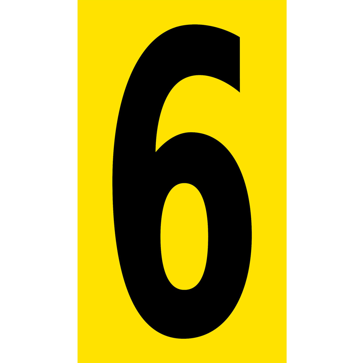 Floor Location Marker, Number 6, 8"W x 4-1/2"L, 30 Mil, Yellow, 10/Pack