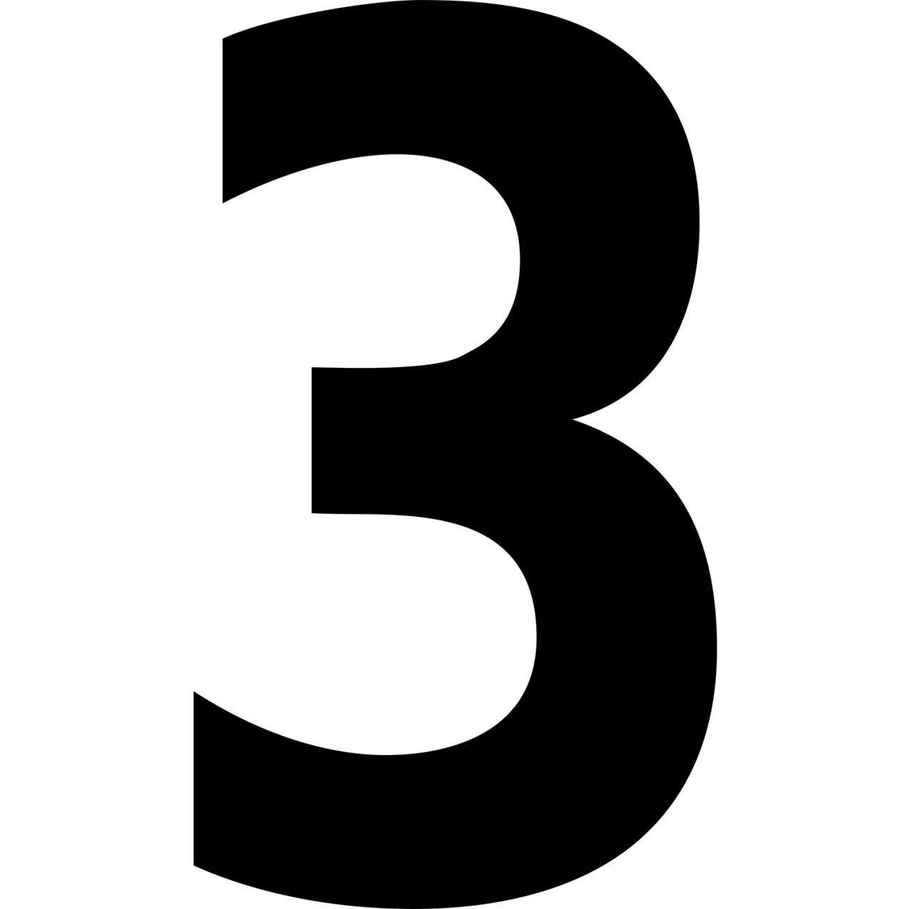 Floor Location Marker, Number 3, 8"W x 4-1/2"L, 30 Mil, White, 10/Pack