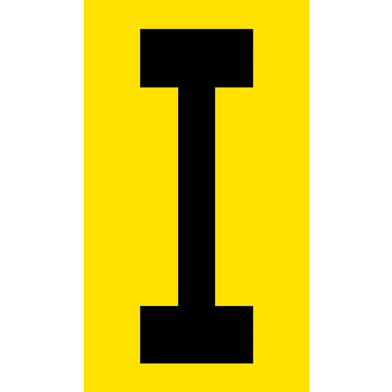 Floor Location Marker, Letter I, 8"W x 4-1/2"L, 30 Mil, Yellow, 10/Pack