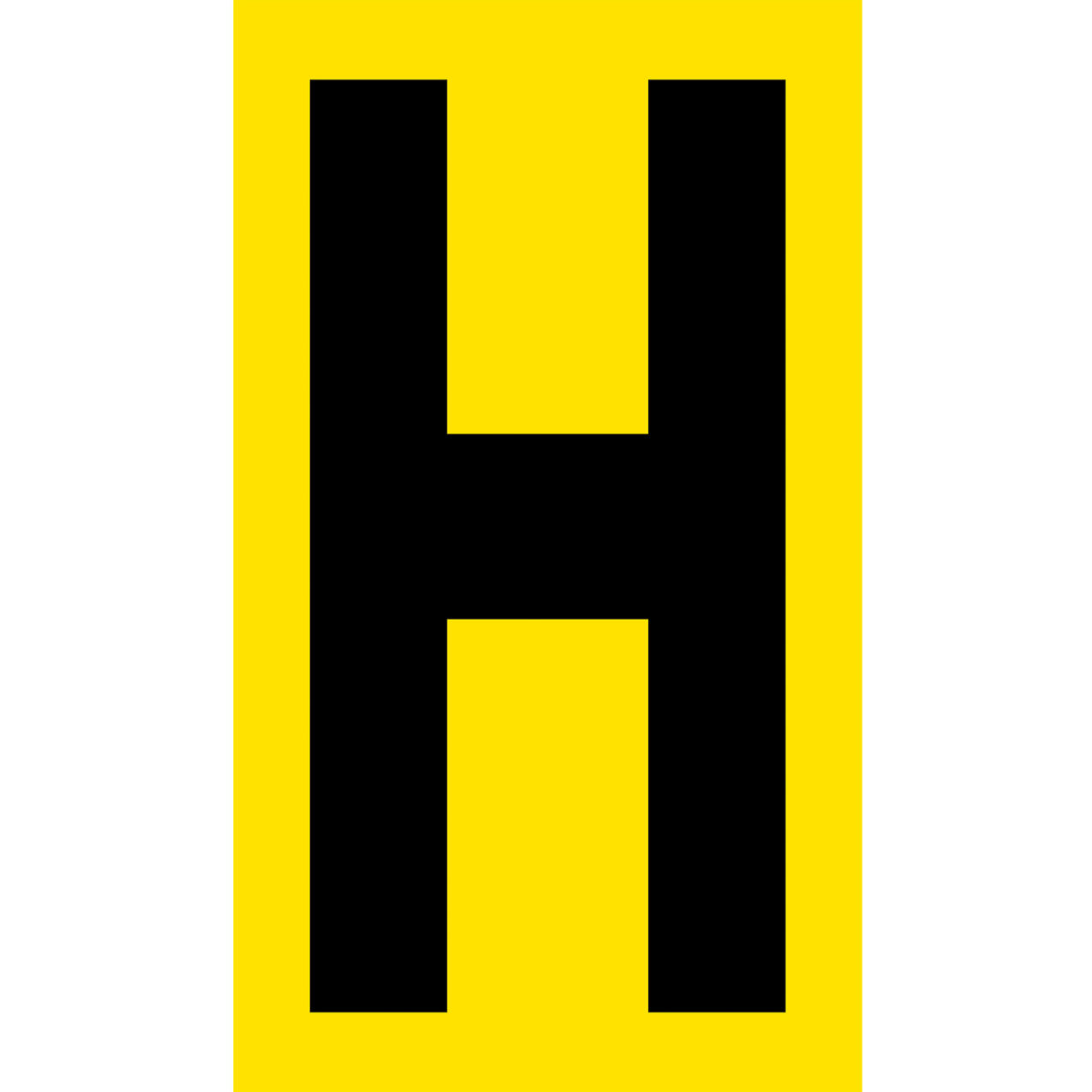 Floor Location Marker, Letter H, 8"W x 4-1/2"L, 30 Mil, Yellow, 10/Pack