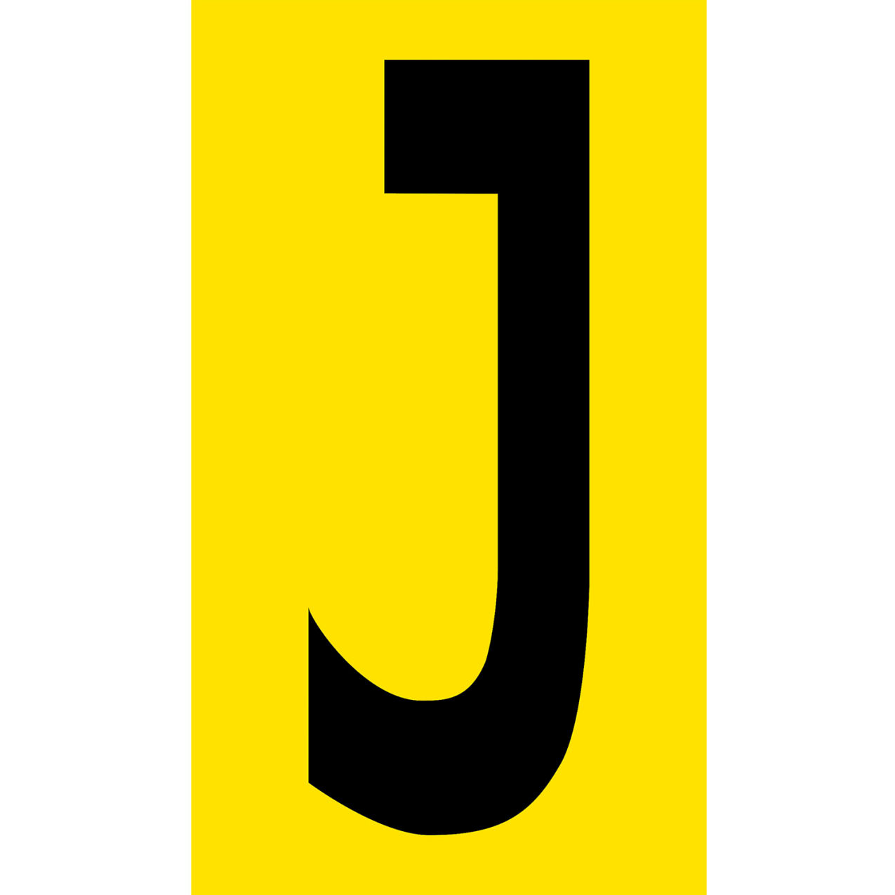 Floor Location Marker, Letter J, 8"W x 4-1/2"L, 30 Mil, Yellow, 10/Pack