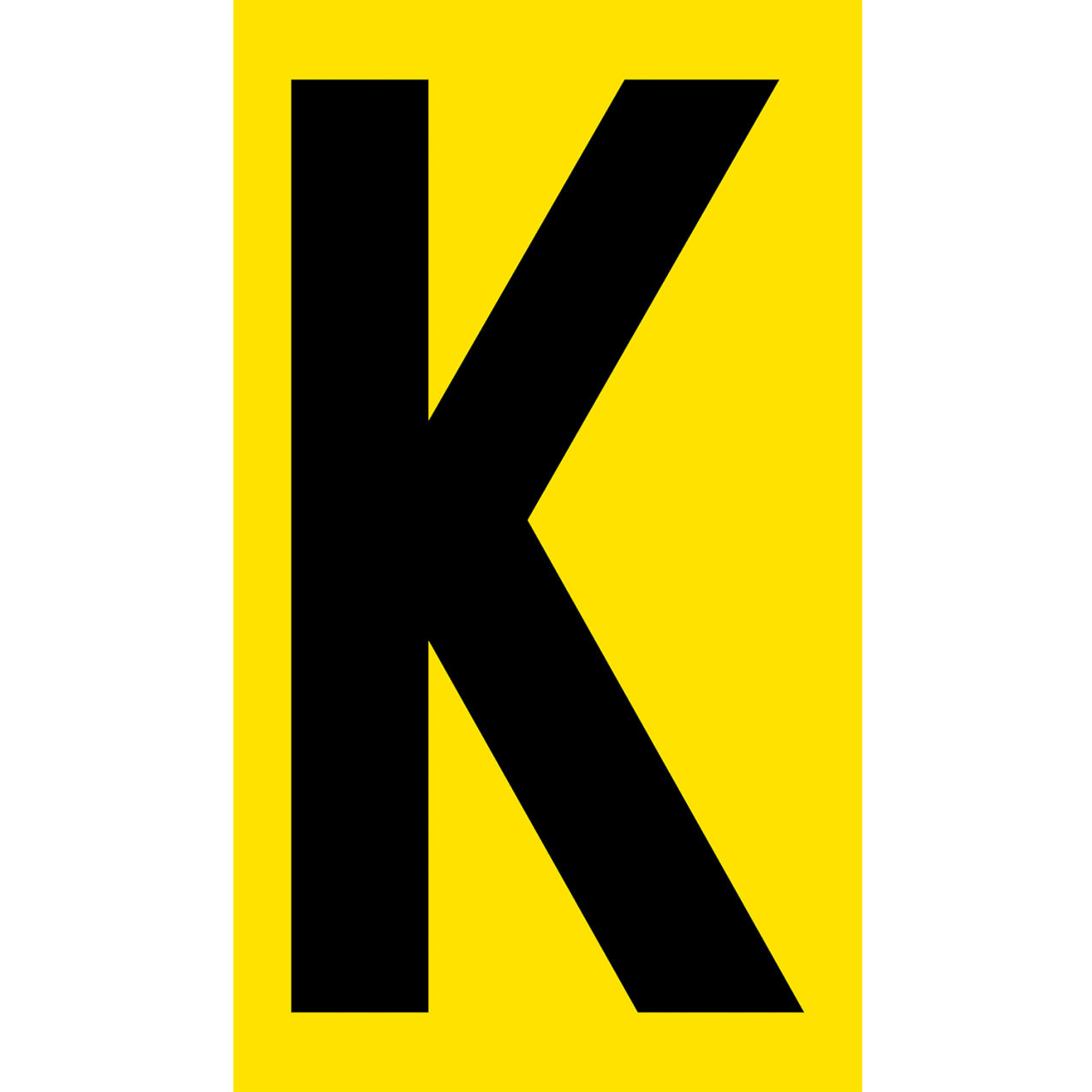 Floor Location Marker, Letter K, 8"W x 4-1/2"L, 30 Mil, Yellow, 10/Pack